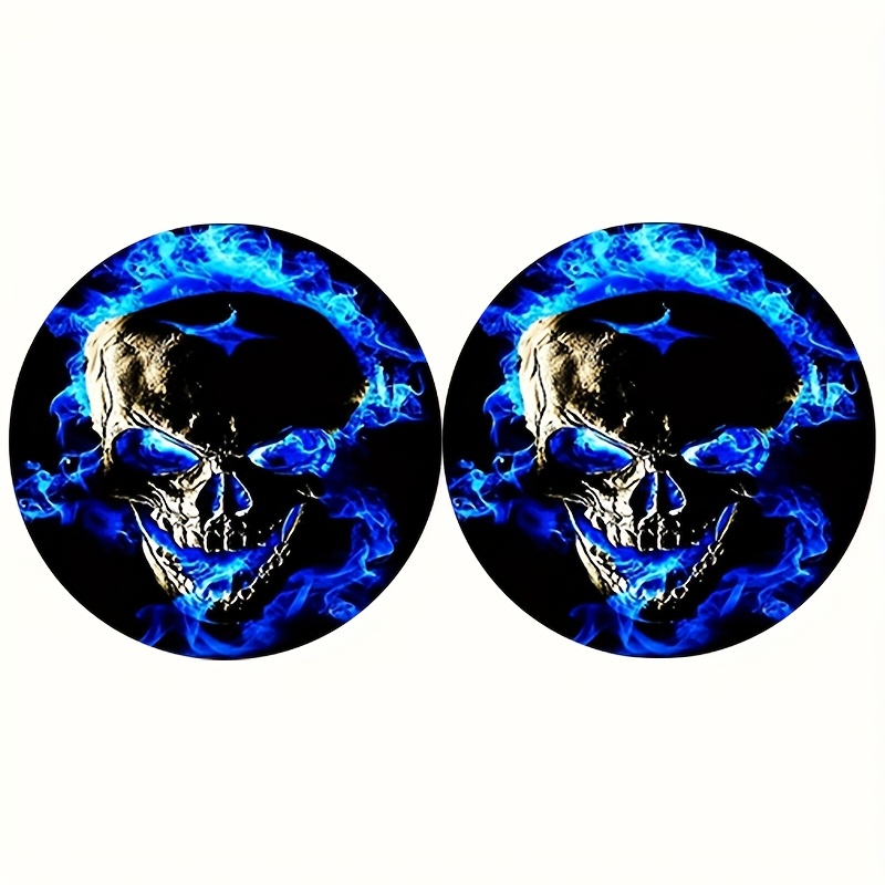 Image of 2pcs Blue Flame Car Cup Coasters, Trendy And Durable Gift For Women And Men, Car Organization | Durable With Practicality And Aesthetics! A Great Value, Don't Hesitate, A Must-have For Your Vehicle