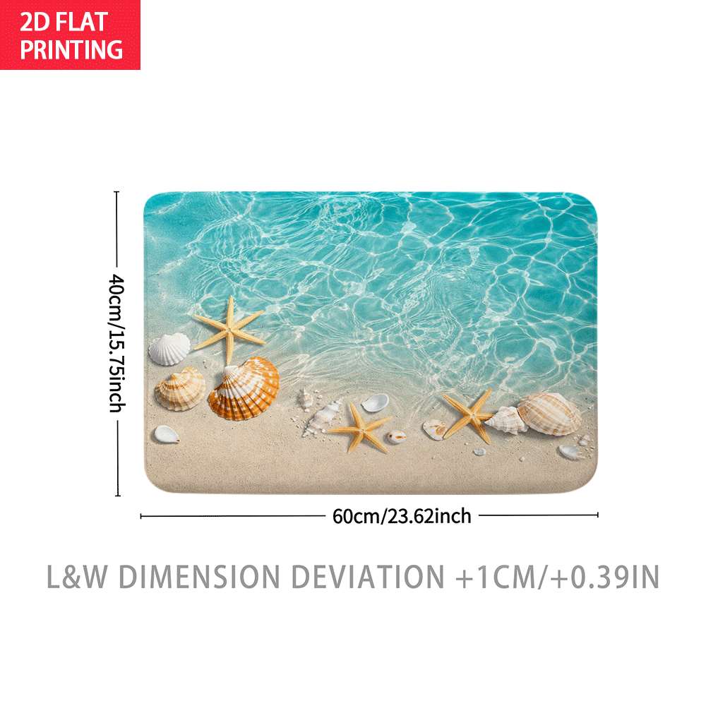 TEMU Tappeto assorbente antiscivolo a tema spiaggia a per bagno, , cucina - Tappetino da ultra in flanella con e marine, asciugatura rapida lavabile