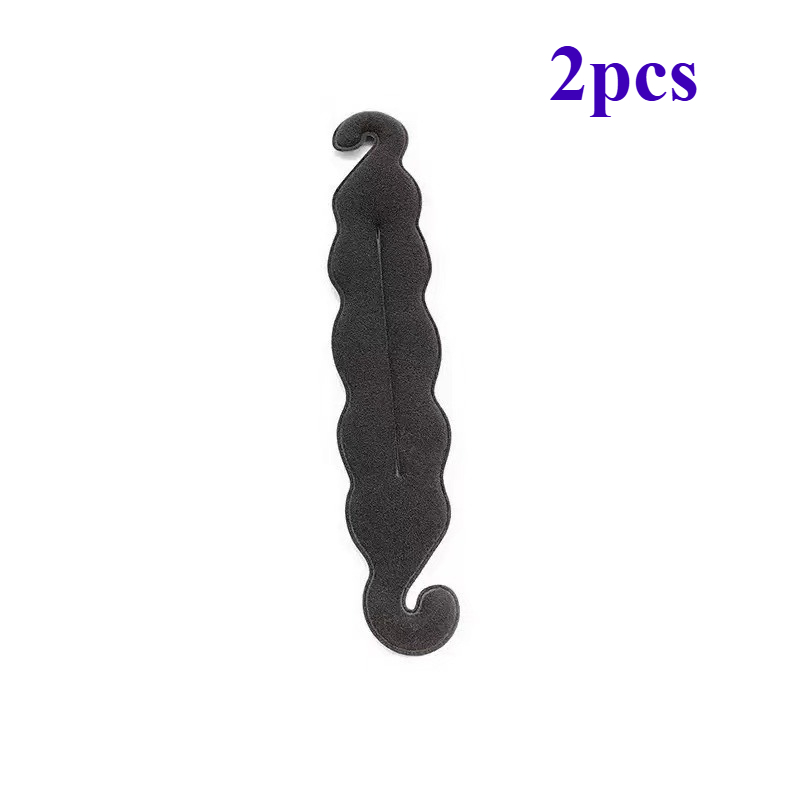 Image of 2pcs Creative Women's Bohemian Hairstyle Design Set - (choose From 2 Styles) Sponge Donut Shaper, Ponytail Twist Tool, And Clip Additions - Suitable For All Hair Types