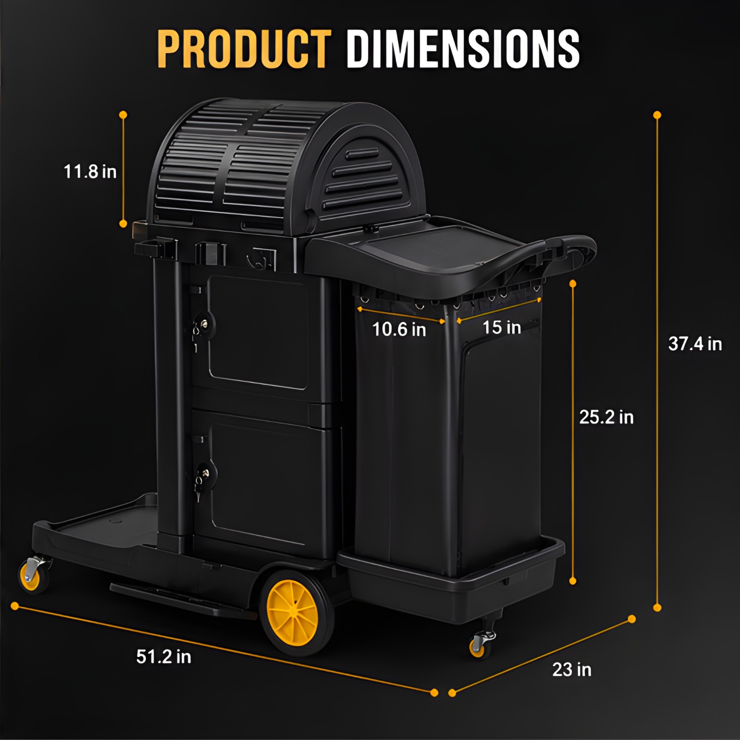 Hotel Housekeeping Cart with Lockable Top Cover & Storage Doors,... product image 4