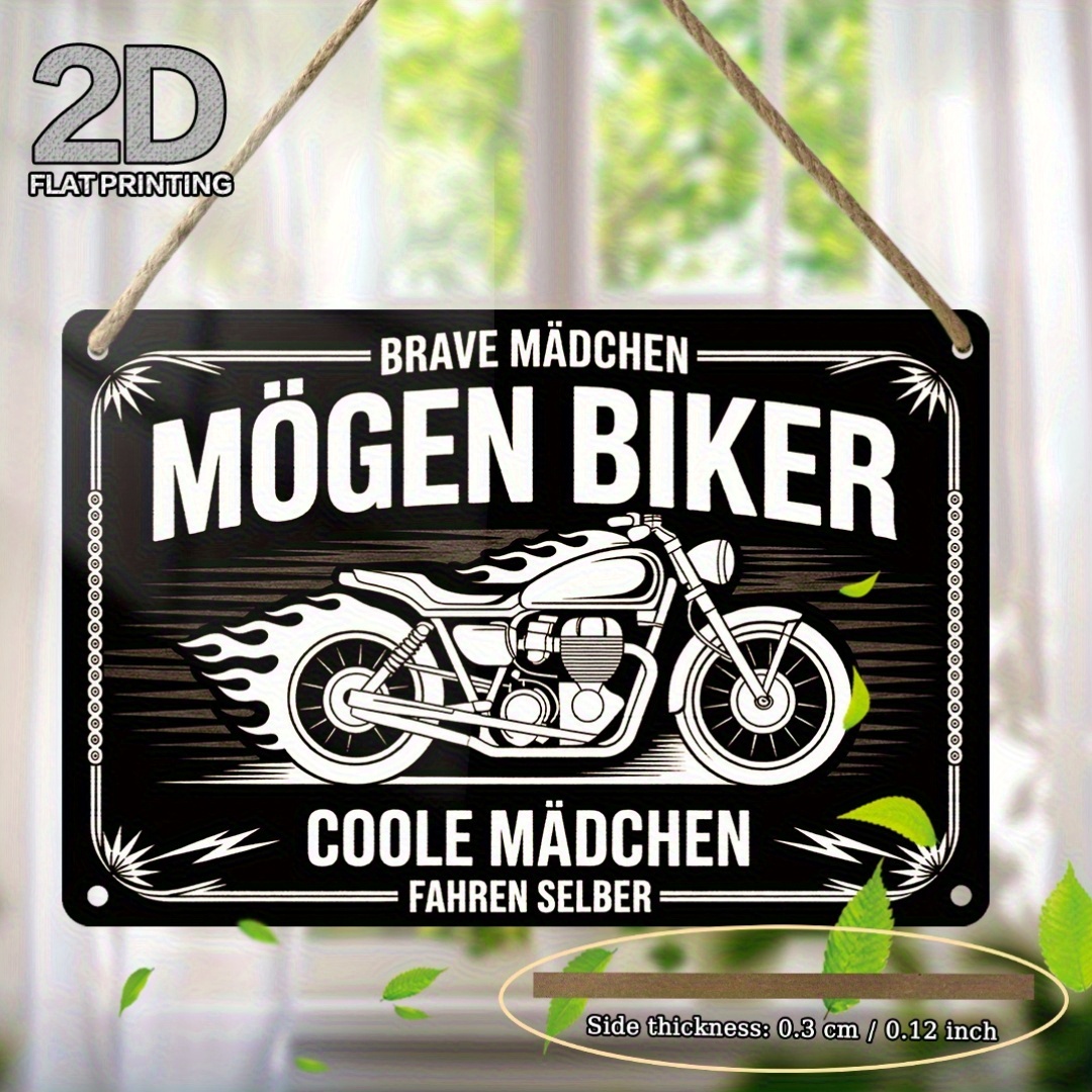 TEMU 2d Flat, 2d Flat Print, 1pc, Wooden Decorative Sign With German Slogan, Decorative Plaque And Ornament, Motorcycle Gift, Men's Gift, Birthday