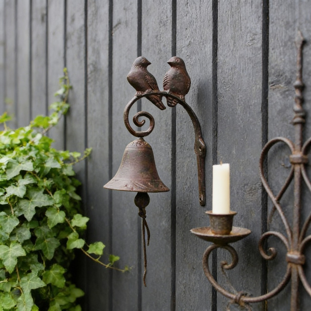 TEMU 1 Cast Decorative Bell | Sturdy And Durable, Clear And Sound, Rustic Country Style With 2 Bird , Easy And Elegant, Suitable For Wall Decoration