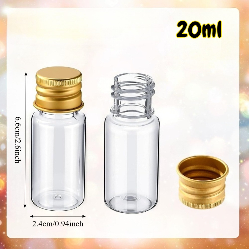 TEMU 60pcs 20ml /0.68oz Plastic Small Bottle With Aluminum Screw Cap - Leak-proof And Reusable Container, Suitable For Samples, Seeds, Ink, Essential