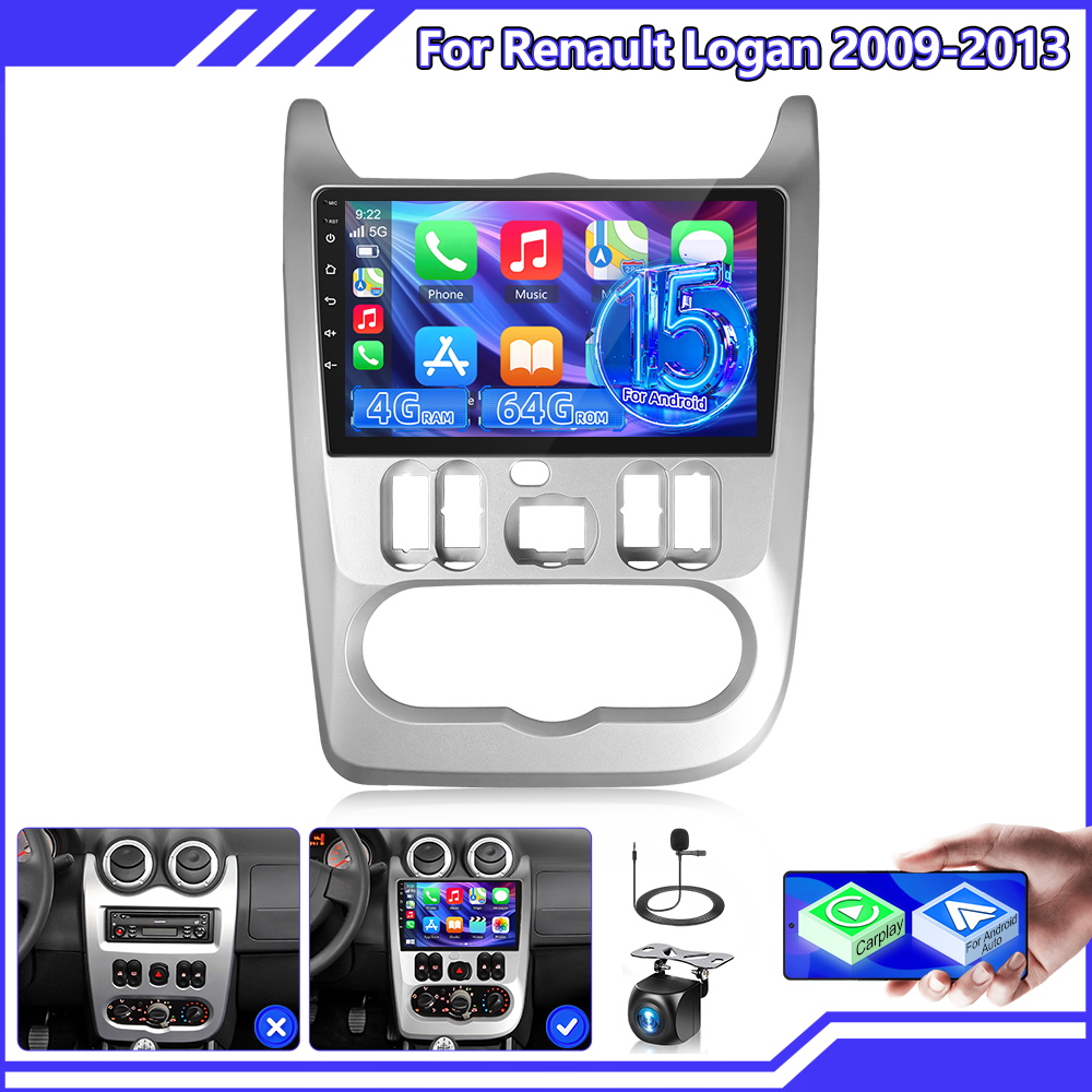 Image of 4+64g 15 For Renault 1 2009-2015 Duster With Screen 9 Inch With Bluetooth Fm Rds Gps Wifi Swc Eq + Reversing Camera +mic As A Christmas Gift