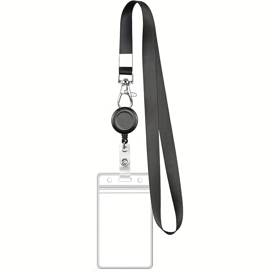 1 Retractable Lanyard Id Card Holder With Badge Reel And Clip, Suitable For Work Badges & Cruise Cards