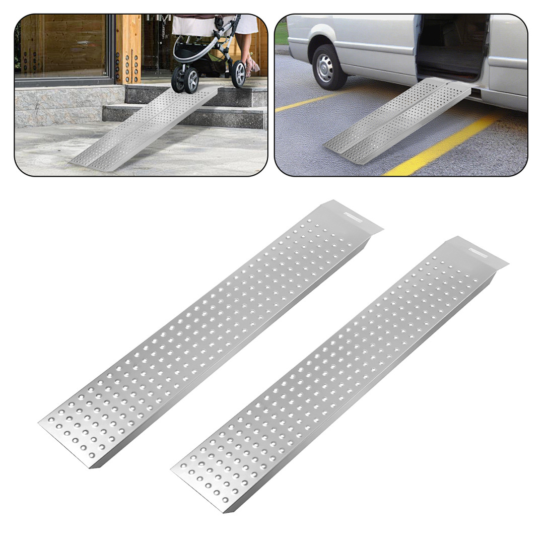 Image of 2x Heavy Duty Ramps Suitable For Motorbike, Atv, , Trailer Loading - Anti-slip Ramp With Wide Base, 400kg Capacity, Portable Vehicle Ramp For,, Use