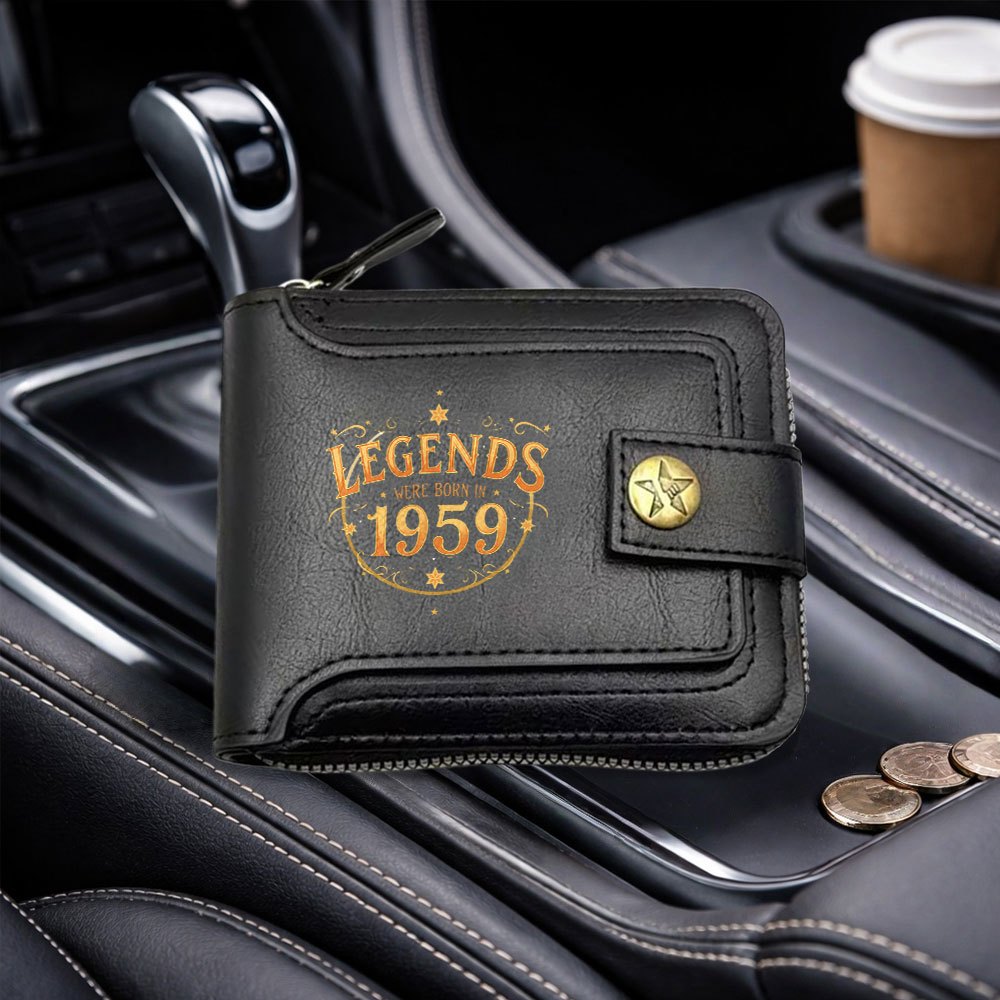 TEMU 1pc Retro Zipper Coin Purse, 1959 Theme , Fashionable Credit Card Holder, Pu Material | Business Short Wallet, Multi-functional And Convenient