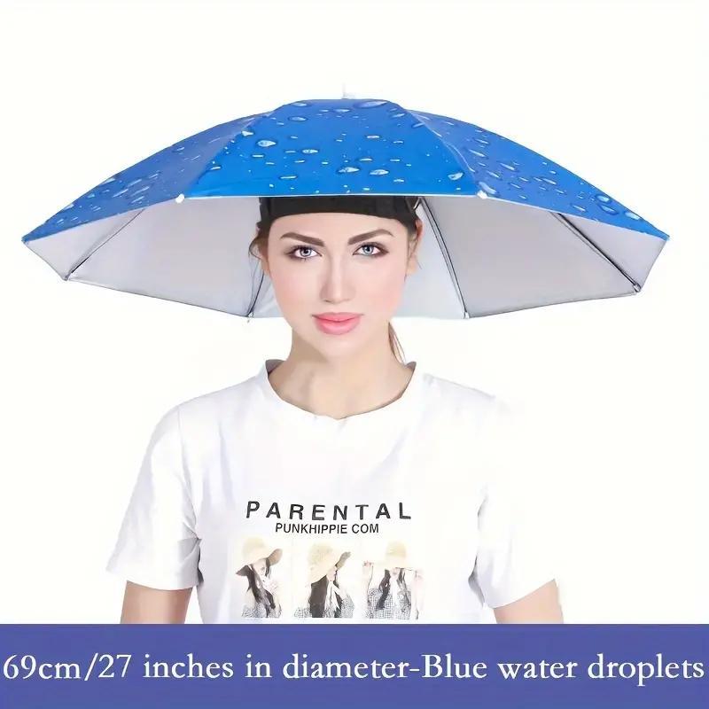 TEMU 1pc/ 2pcs Drooping Fishing Hat Umbrella, 27.17inch Adult Hat Umbrella, Head-wearing Umbrella Men And Women Outdoor Folding Sun Umbrella