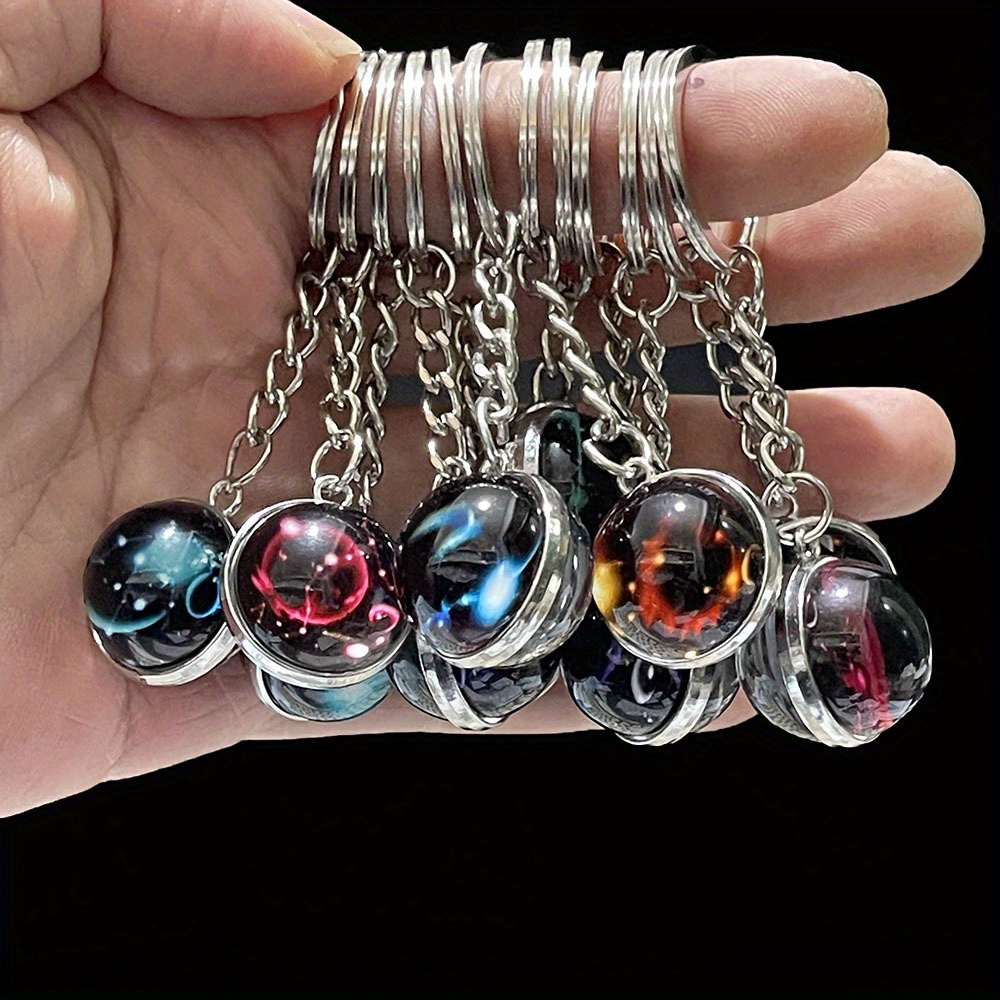 E-shop 12er-Set Leuchtende Sternzeichen-Sternenkonstellation Schlüsselanhänger, Unisex Mode-Accessoires, Easy Style, Transparentes Glas, geeignet für