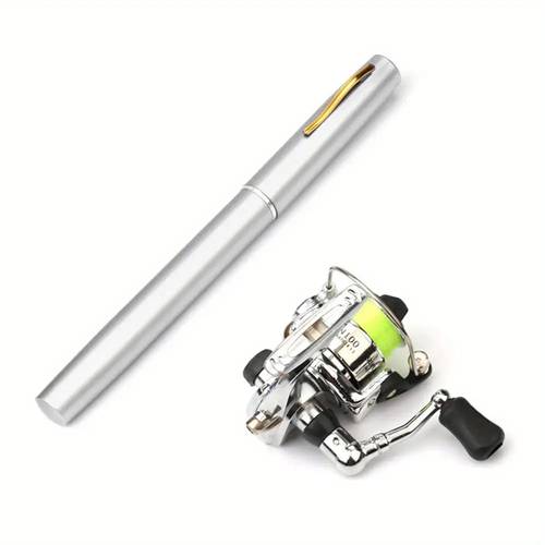 High- end Silvery Portable Pen- style Telescopic Fishing Rod Spinning Reel Combination Set Fishing Rod Casting Fishing Rod, Ultra Light Fishing Rod, Fishing Accessory And Equipment, Fishing Rod Baitcaster, Baitcaster Rod, Fishing Rod And Reel Combo, Fishing Pole, Medium Heavy Fishing Rod, Fishing Rod Ultra Light, Heavy Duty Fishing Rod, Fishing Gear, Freshwater Fishing, , Lightweight Rod, Rod, Sturdy Reel, Baitcaster Combo, Fishing,
