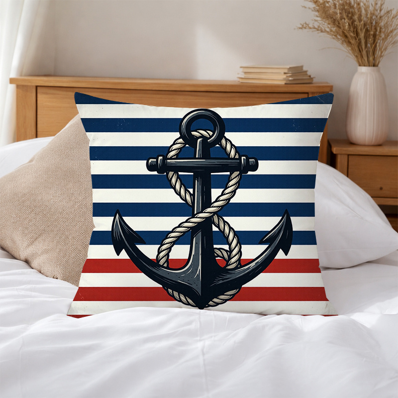 1pc nautical style home and kitchen supplies bedding home decor with red white and blue striped pattern printed cushion covers suitable for summer picnic gathering       to   ideal for sofas beds