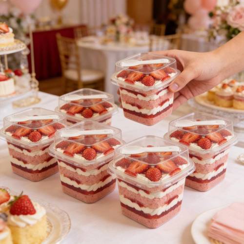 30pcs square dessert cups 10 cups and 10 lids and 10 spoons each holding 12 ounces parties serving yogurt parfaits jellies yogurt salads and more