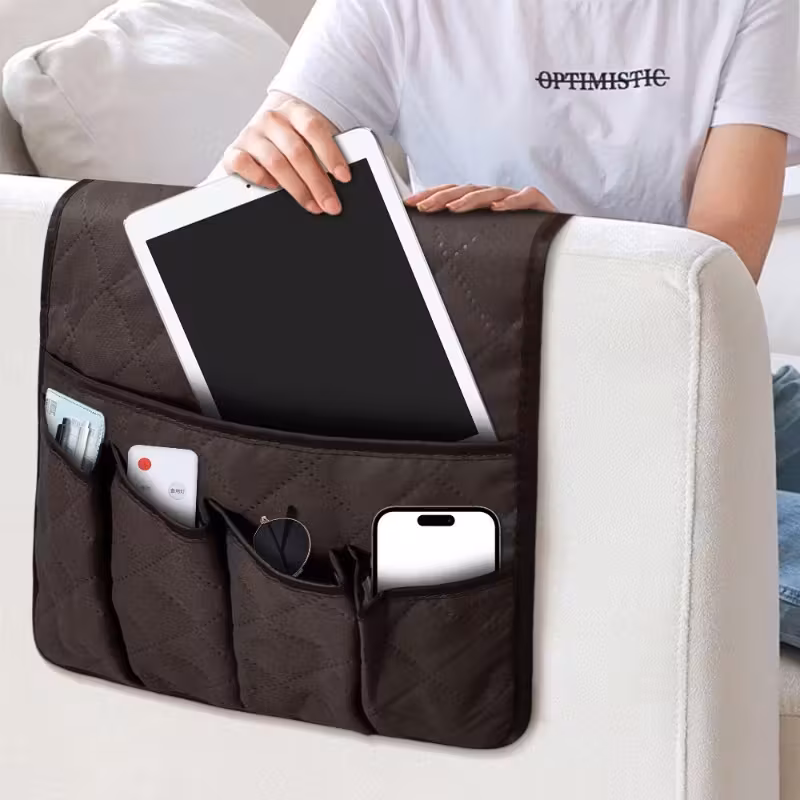 1pc sofa side armrest pocket storage bag hanging bag for magazines and remote controls by the sofa bed featuring 5 separate pockets suitable for the living room Product details 1
