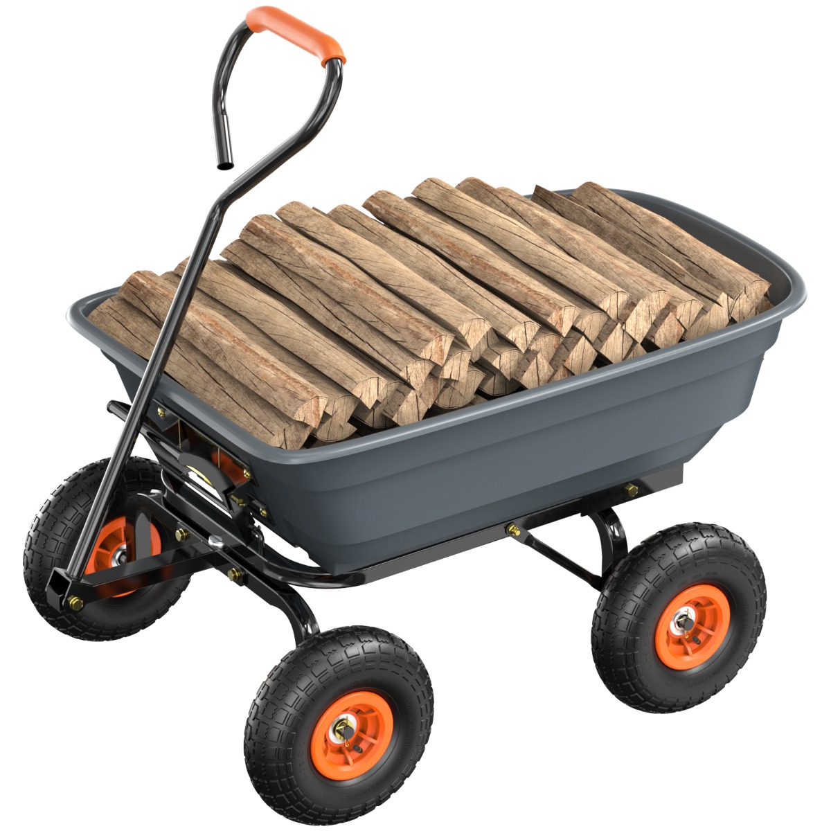 TEMU Bonnlo Heavy-duty 440lbs Garden Cargo Cart, Portable Garden Dumper With 2-in-1 Handle&4 Wheels, Large Capacity For Garden, Farm, Grocery, Poly
