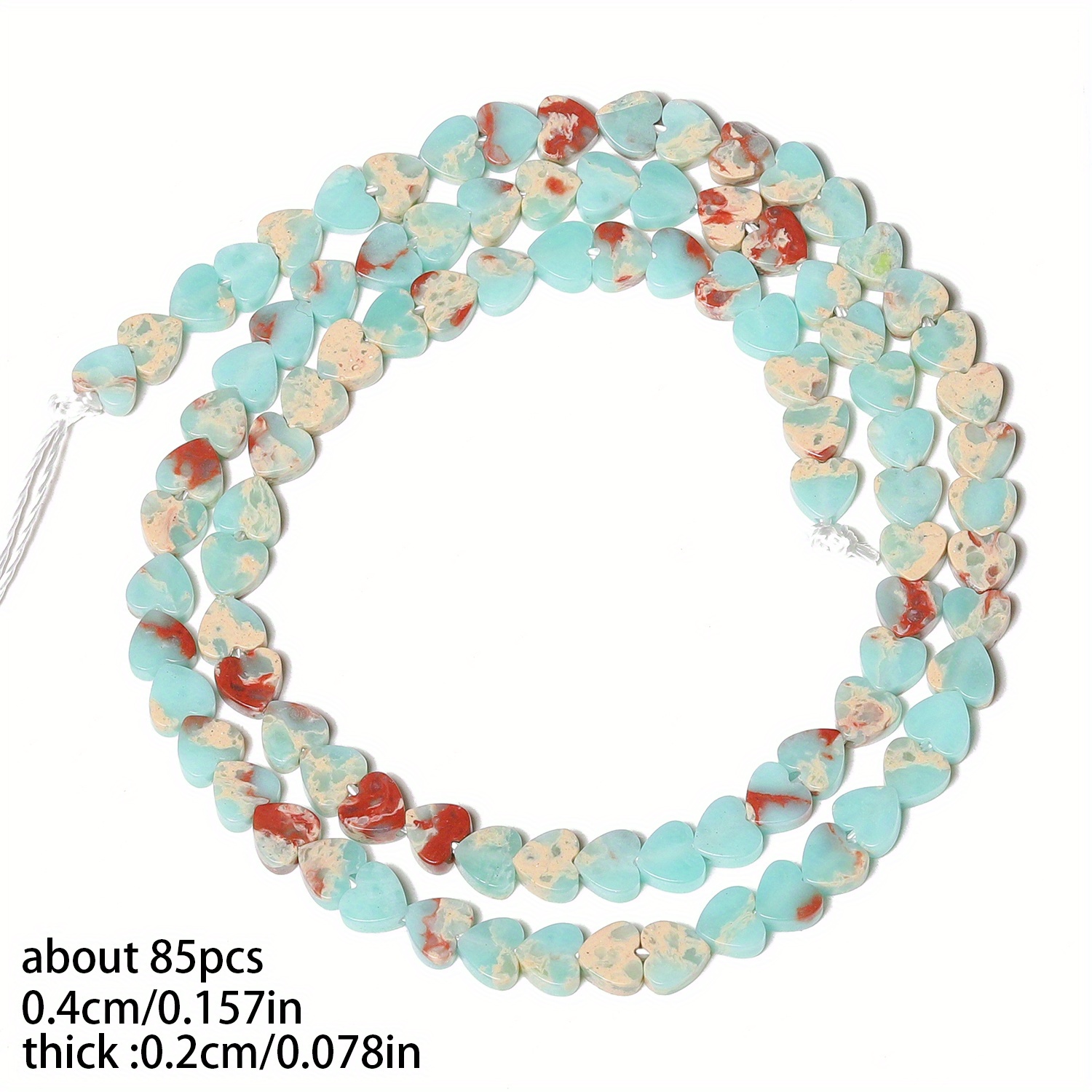 TEMU Perles plates 2D en de Shoushan naturel TANANTA - Perles d'espacement de cœur plates, 4mm, perles en marbrée adaptées à la création de bijoux