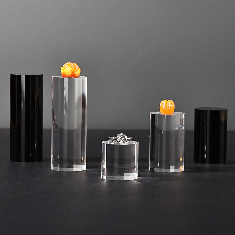 

2/4/6 Pack Clear & Black Acrylic Round Display Stands For Jewelry - Transparent Stamp Organizer - Ring Holders, Photography Props, And Cases - No Power Supply Needed