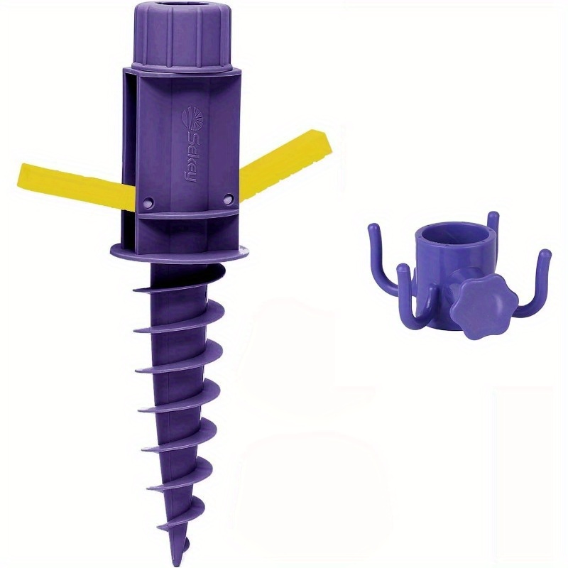 Image of For Umbrella Stand With Ground Peg | Beach Or Ground Anchor With Peg And Hanging Hook For Umbrella Poles (22-32mm) | Blue/ Gray/ Purple/ Green/ Black