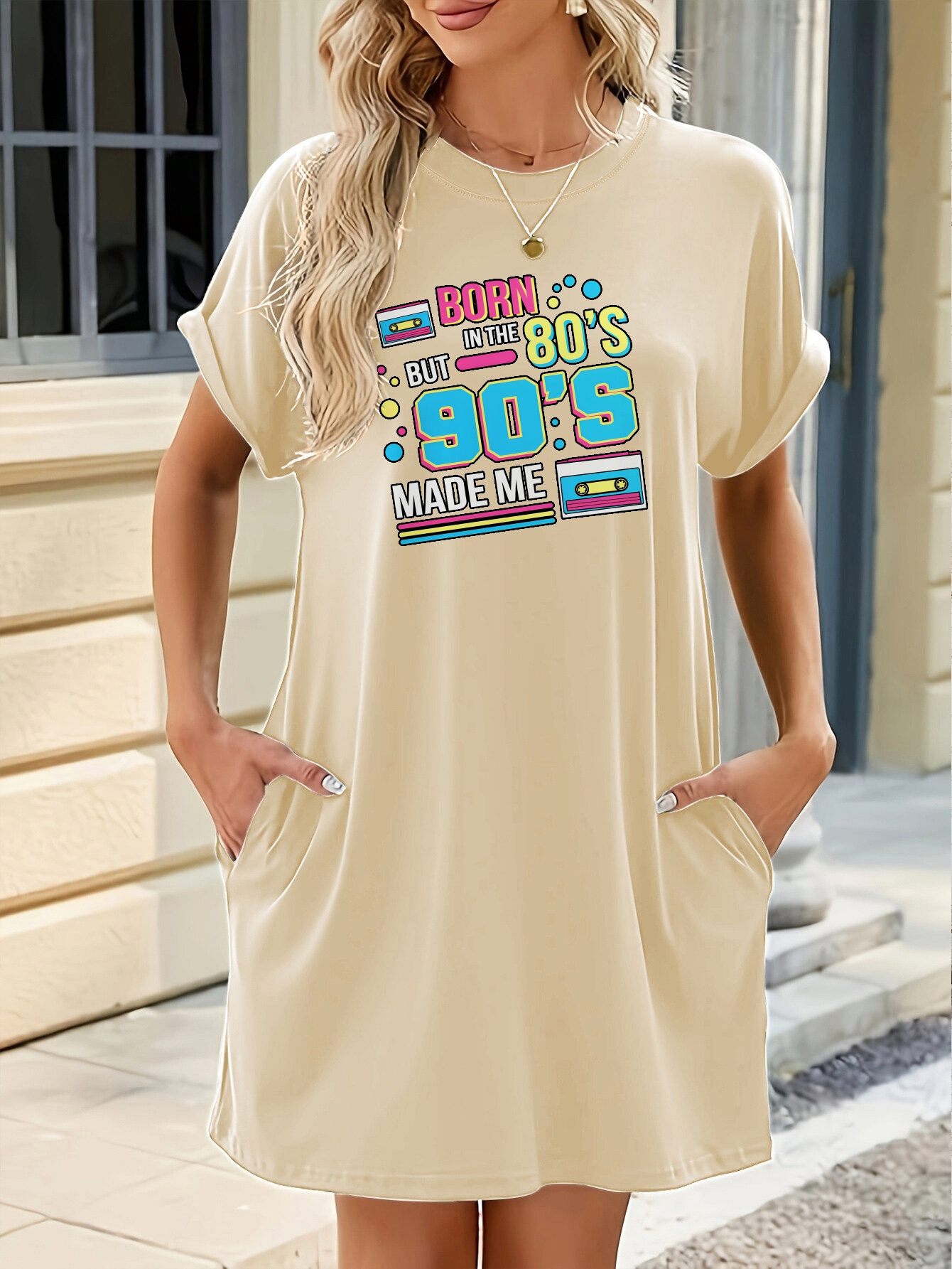 Retro Dress Funky T Shirt Dress Women's Retro T Shirt Mini Dress