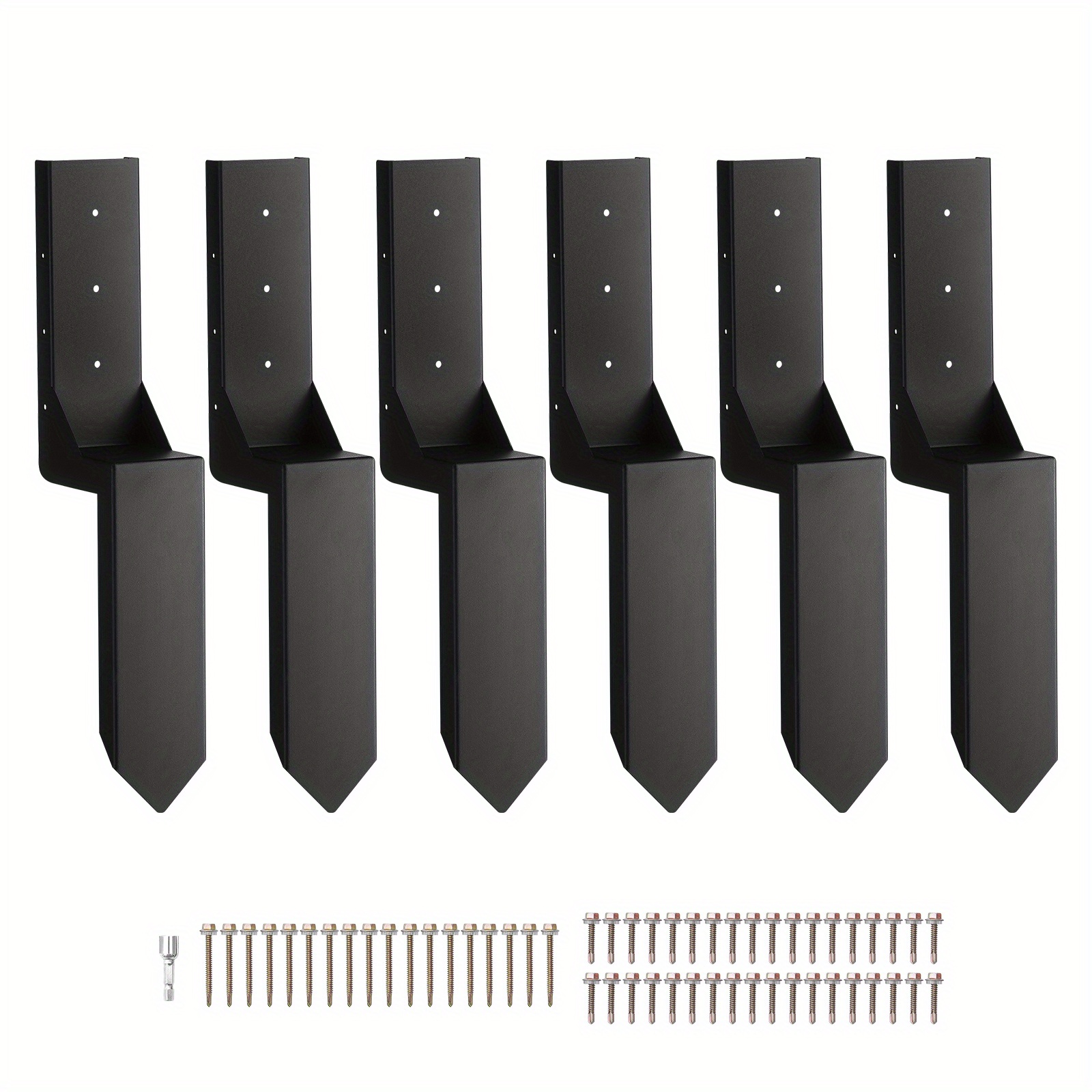ACHETERRY 4 Pack U Shape Fence Post Holder Ground Spike