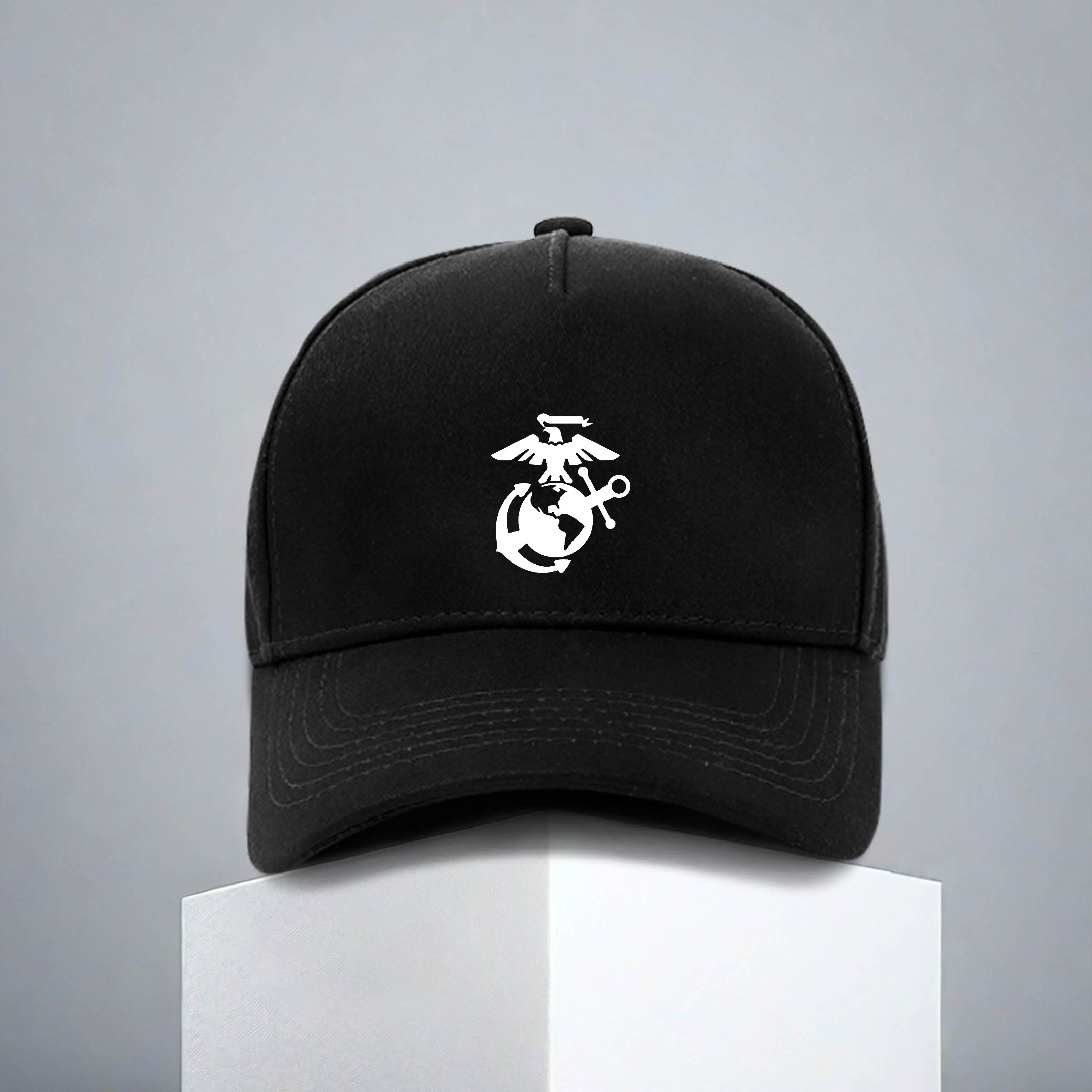 

1pc Marine Emblem Cap, Adjustable Cotton-polyester (80%-20%) Fashion Baseball Hat For Outdoor Sailing And Activities