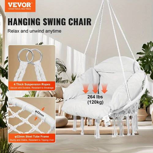 hammock chair macrame hanging chair with cushion indoor outdoor