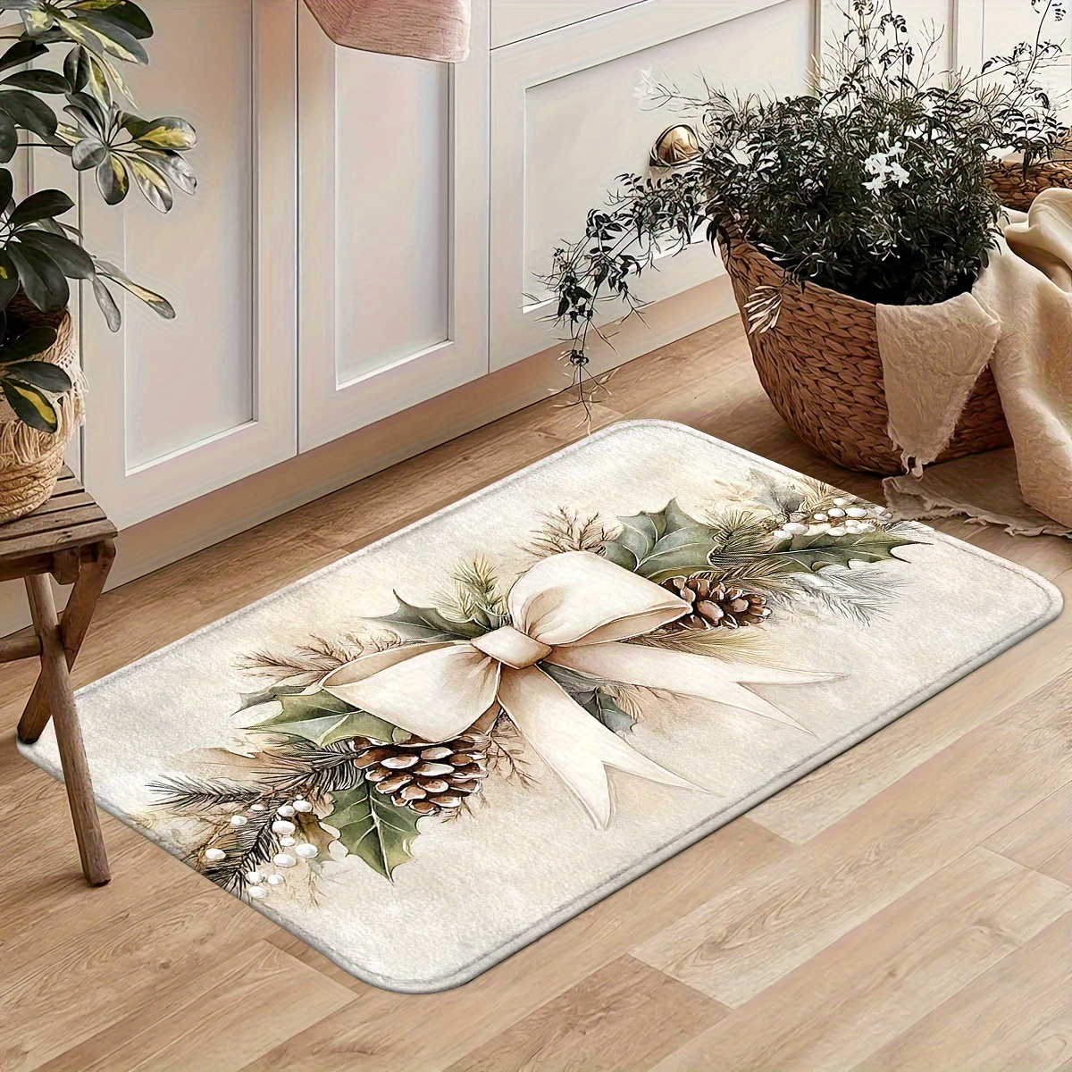TEMU Tappeto per porta con natalizio e foglie di per decorazioni festive, come regalo di Natale, tappetino per interno, tappetino di , tappetino per