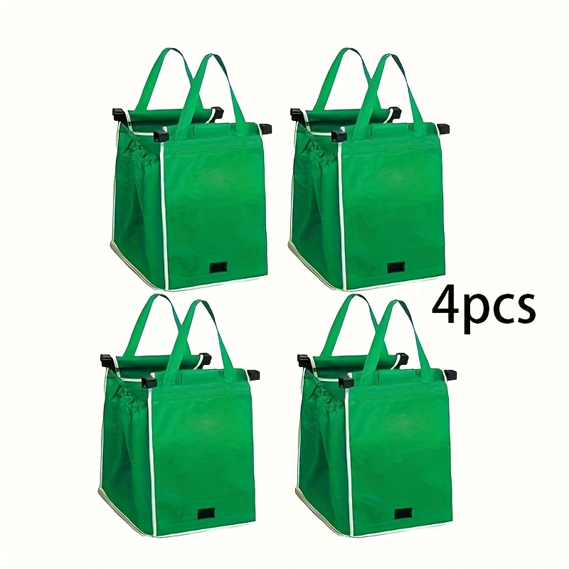 TEMU 4pcs Set Of Large-capacity Reusable Shopping Bags, Suitable For Supermarket ; Durable Tote Bags, Foldable And Portable; Supermarket Trolley