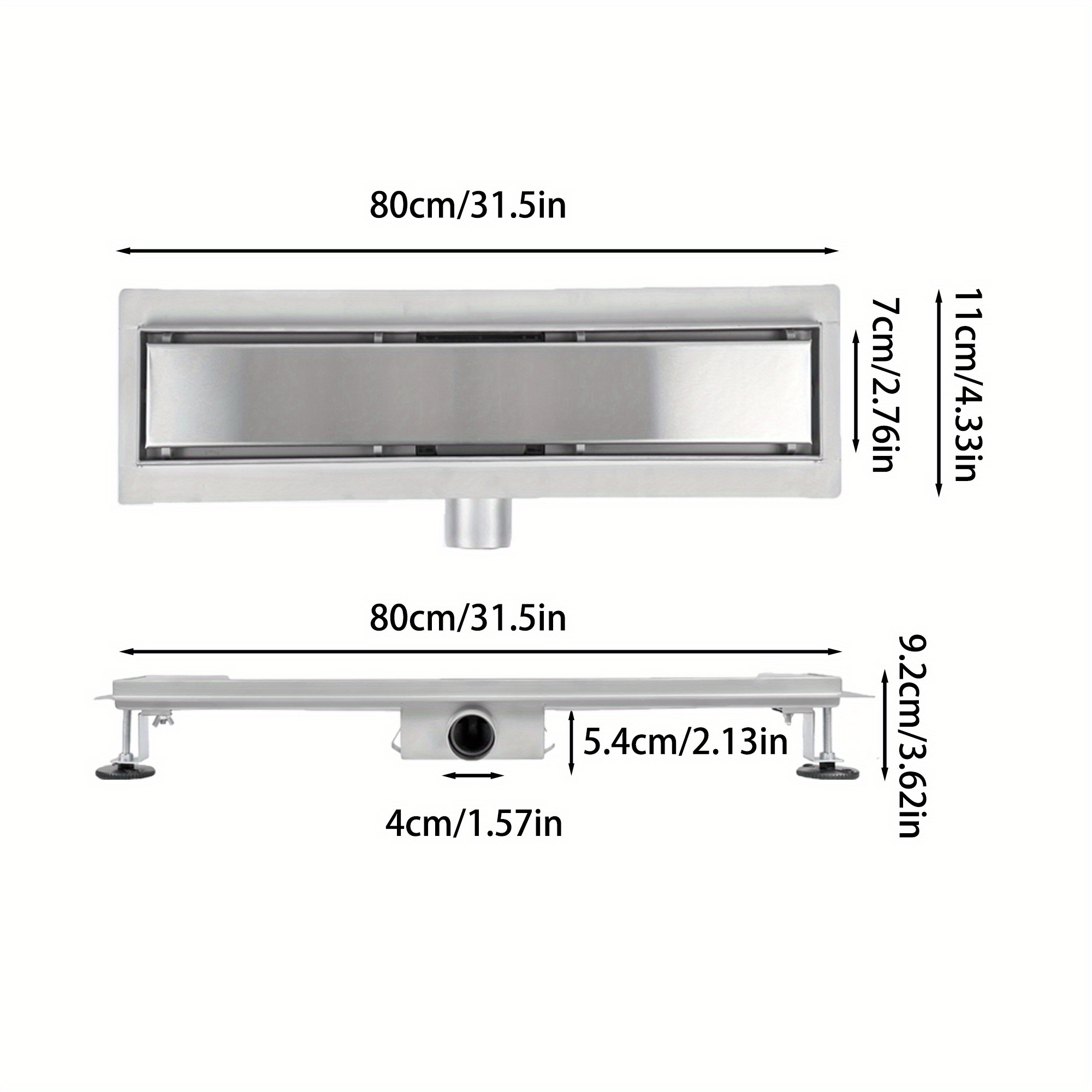 Diameter /70/80/90/100/110cm Heavy-duty Stainless Steel Floor Drain & Sink Drain Suitable For Bathroom, Shower, Bathtub, Sink Drainage System With Siphon Filter - Fit For And Commercial Use