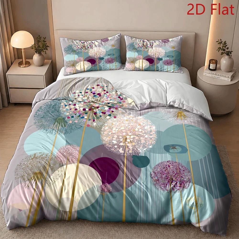 TEMU 3pcs Duvet Cover Set, 1 Duvet Cover   2 Pillowcases, No Filler, 2d Flat Printing, Colorful Dandelion Theme, Abstract , Spring Festival