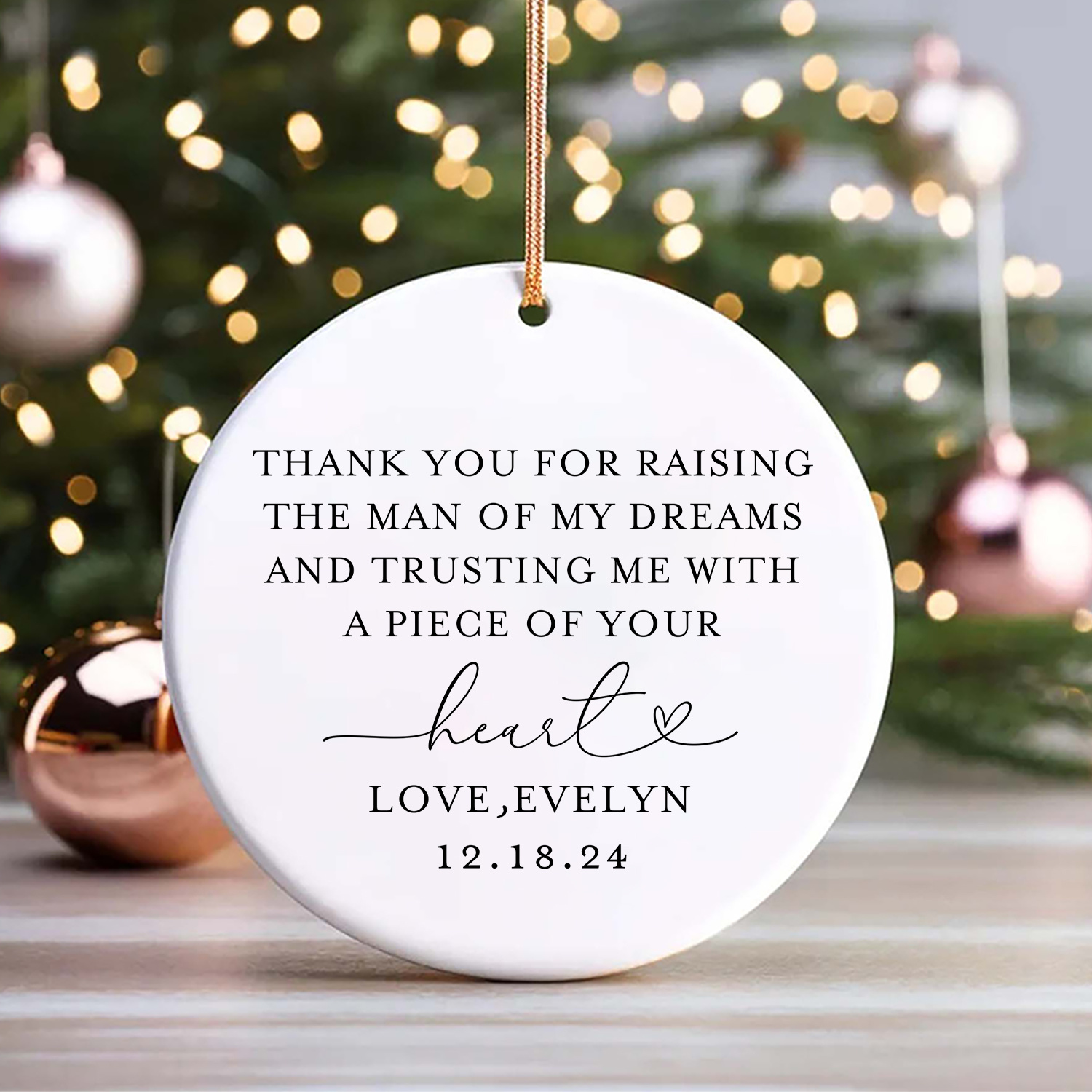 TEMU Mother Of The Groom Gift From Bride Ceramic Round Ornament, Customized Name And Date, Mother's Day Gift For Her, Gift For Mom