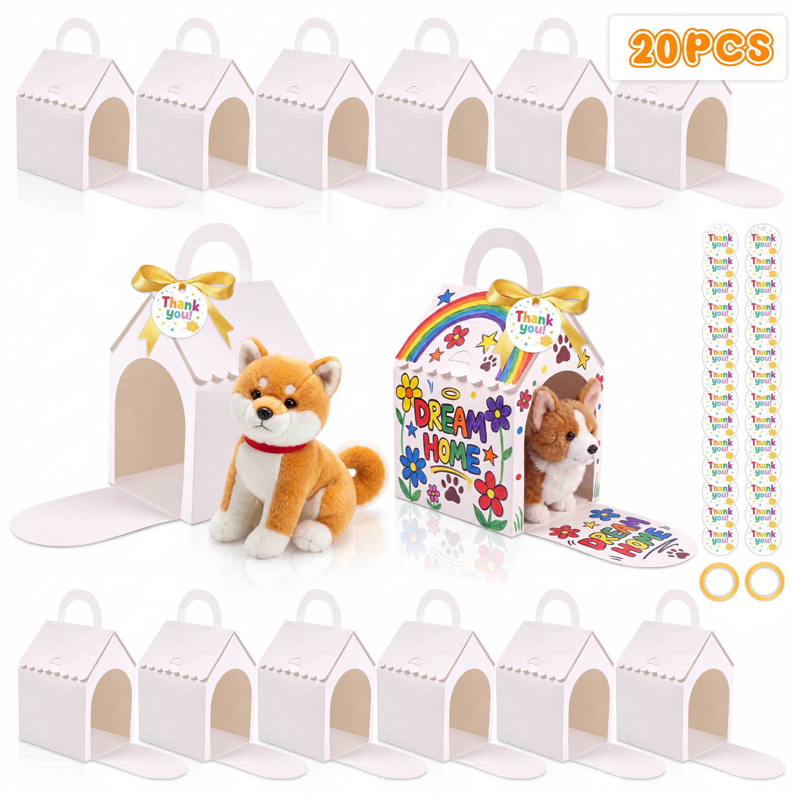 TEMU Gift For Her/him 20pcs Dog Favors Boxes Foldable Crafts For Puppy Adoption Birthday Classroom Bulk, Halloween, Christmas