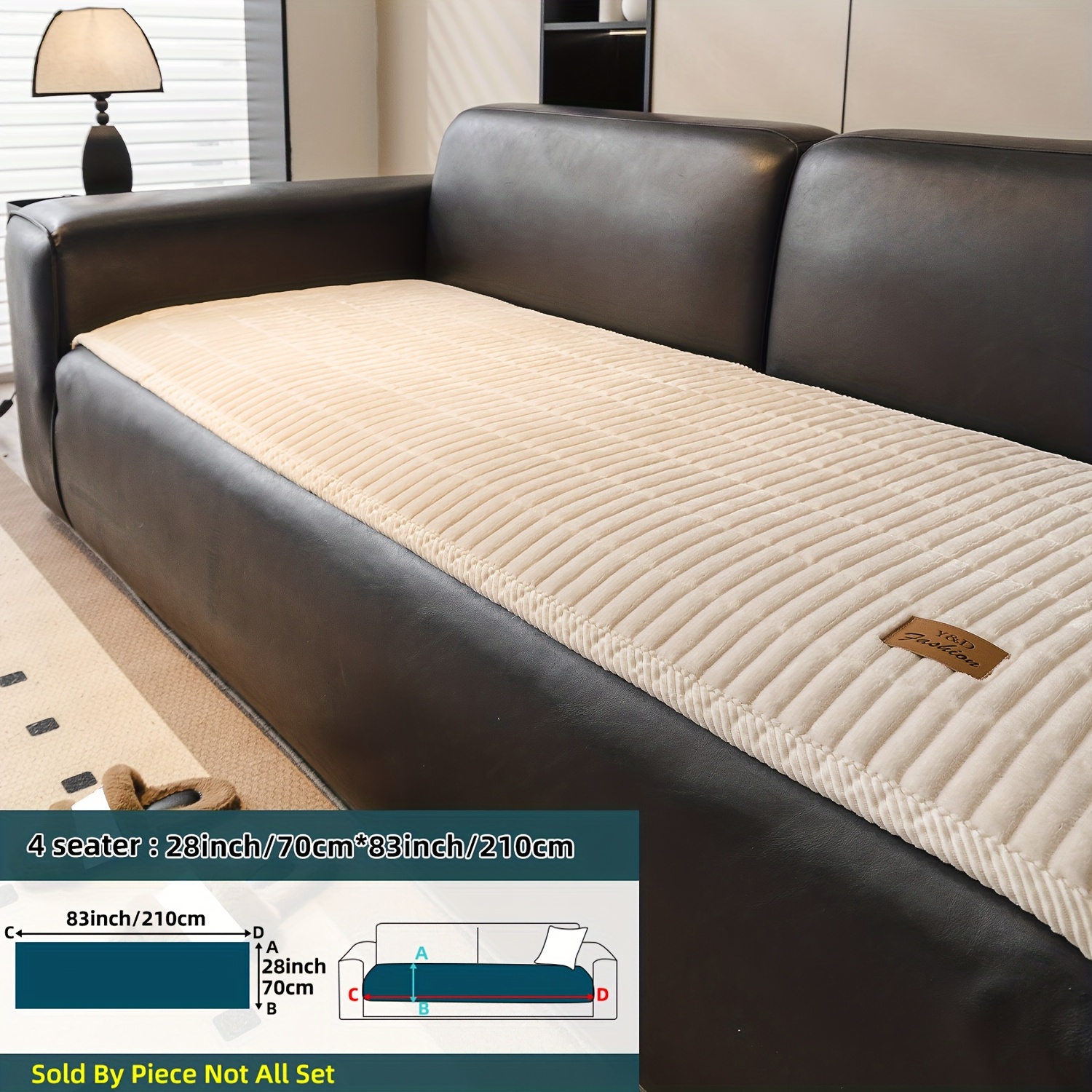 Thick Quilted Velvet Sofa Cushion Cover-1pc, Style, Thick And Warm Velvet Feel, And Machine Washable, Suitable For All Types Of Sofas(single/double/three-seater/four-seater/combination)
