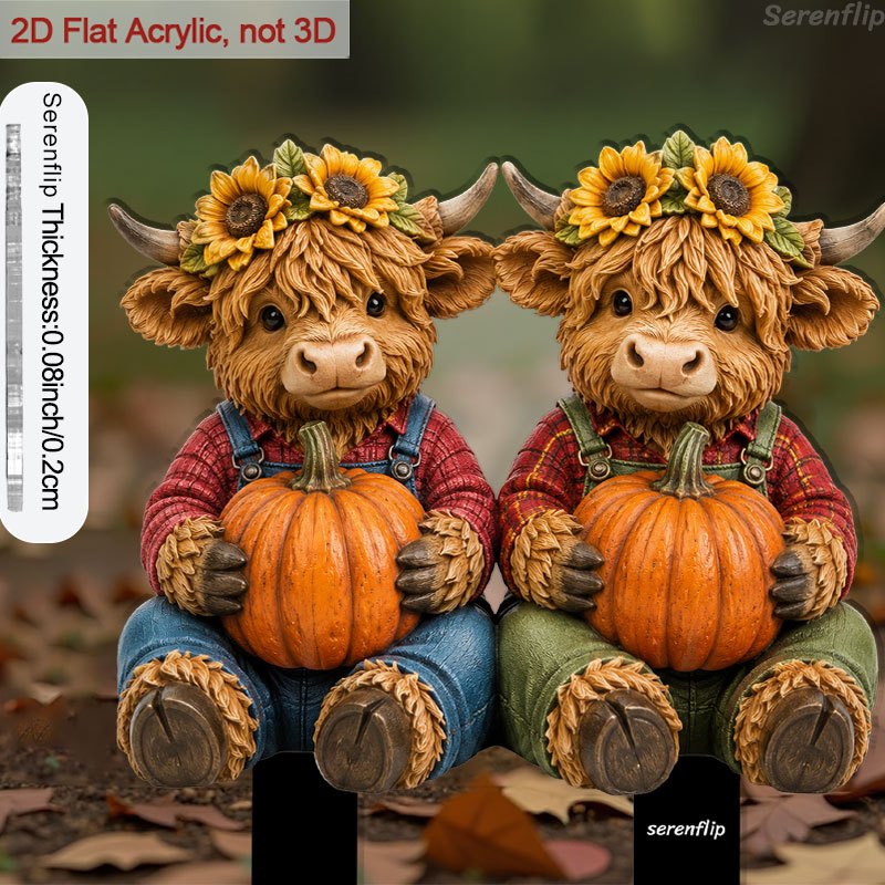 TEMU 2d Flat - 【2d Flat】 1pc 2d Flat Acrylic Stake Decoration For Flower Beds And Pots, 2 With Sunflowers And Pumpkins. Thanksgiving Decorations