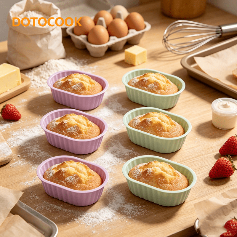 TEMU DOTOCOOK Ensemble de 6 mini plateaux à pain réutilisables en silicone, adaptés à la friteuse à air et , tapis de cuisson ovales en silicone,