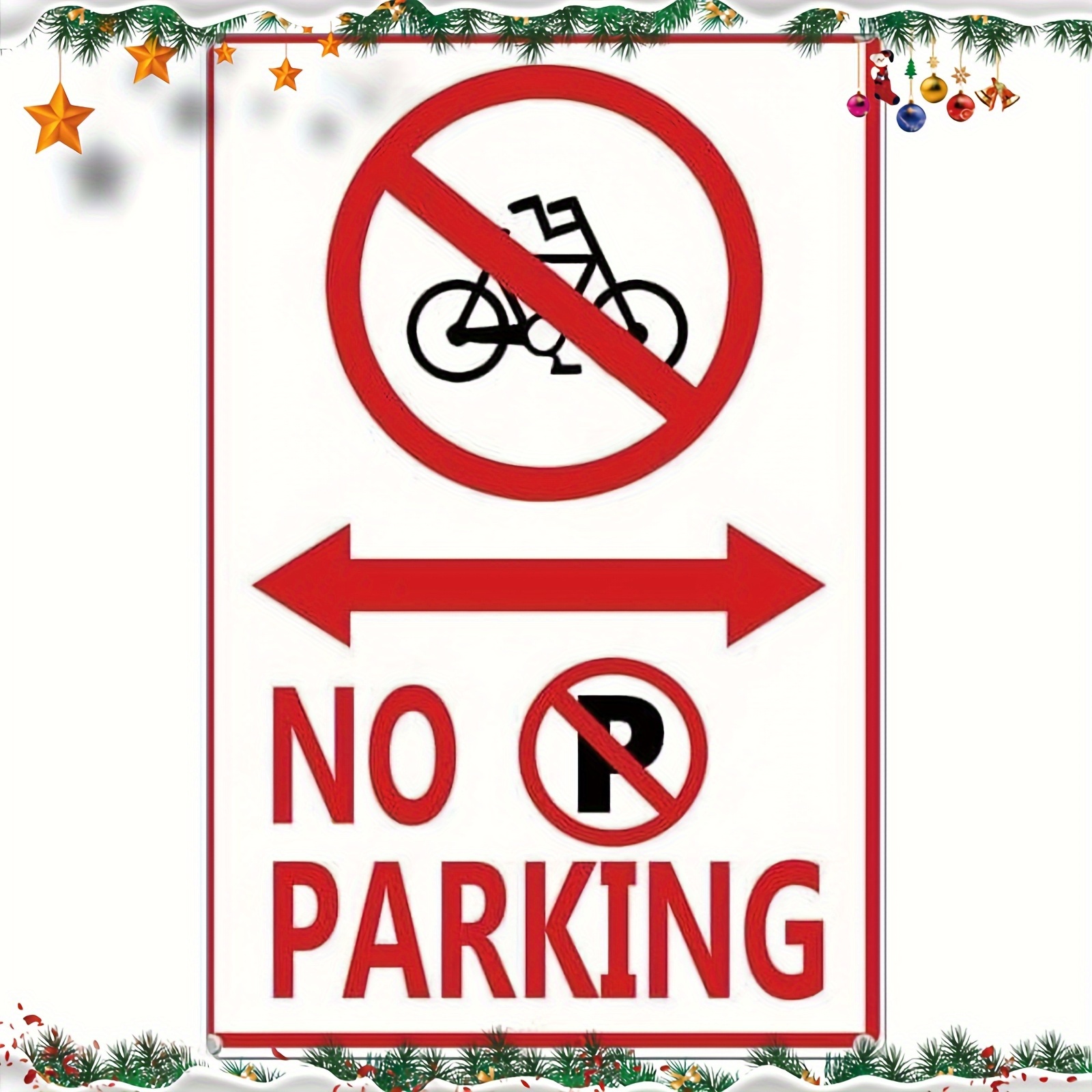 TEMU 2d Flat, Metal Plaque Easter Of Sign Indicating No Bicycles And No Parking, Equipped With A - A Decoration For Outdoor And Indoor Use, Featuring