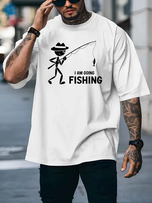 no im fine mens fishing graphic t shirt casual breathable polyester blend short sleeved round neck summer fashion top with stretch fishing shirt