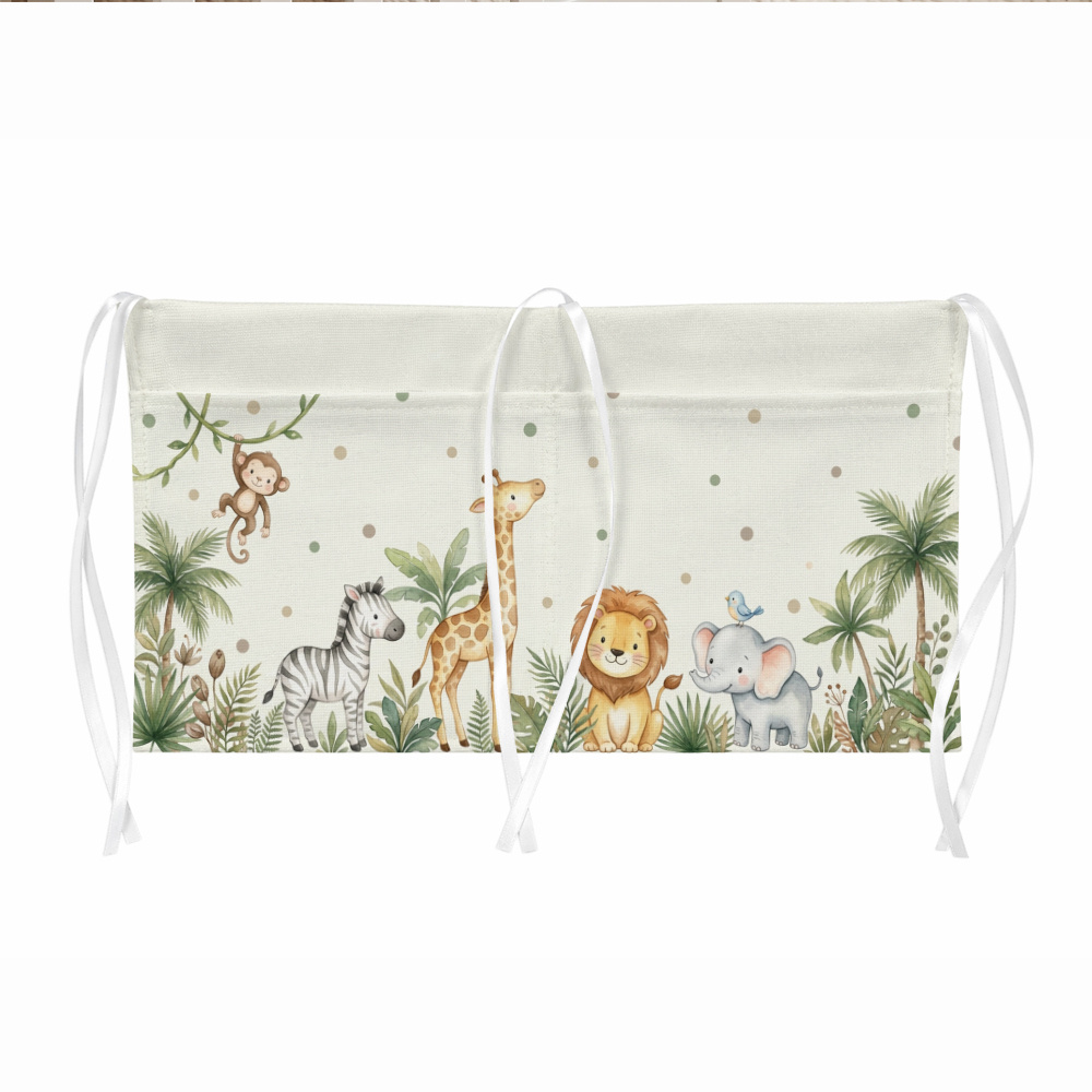 TEMU 1pc 1pcs 1pc Double-layer Hanging Organizer With Watercolor Botanical Tree & Bottle Holder - Foldable Bedside Shelf & Stroller Storage Suitable