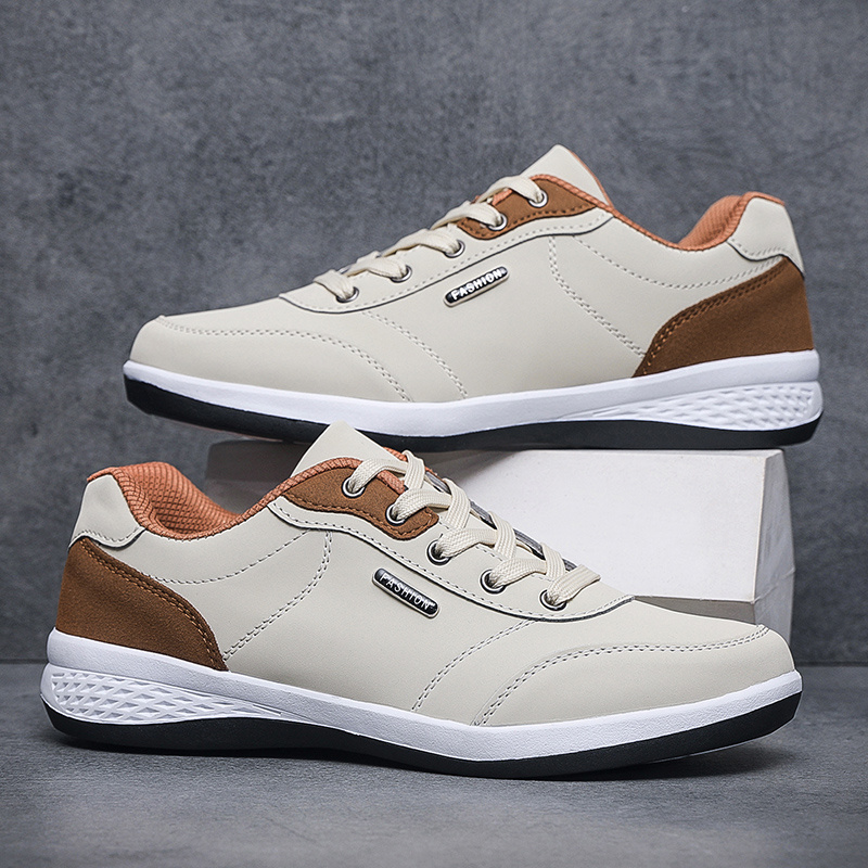mens casual low top lace up sneakers   comfortable lightweight skateboard shoes solid color   upper sole fabric inner insole sunlight avoidance care ideal for casual wear Product details 7