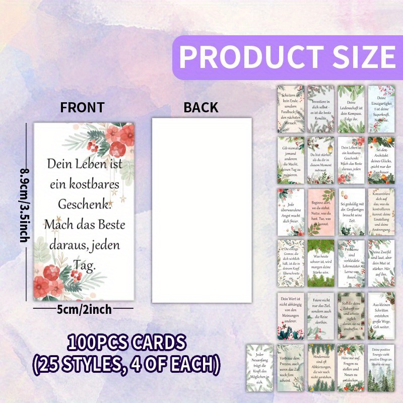 Image of 100pcs Card Set - German Forest - Style - Themed Inspirational Quote Cards, 25 Unique Styles, Suitable For , Family, Festivals, Encourasynthetic Gemstoneent & Gratitude