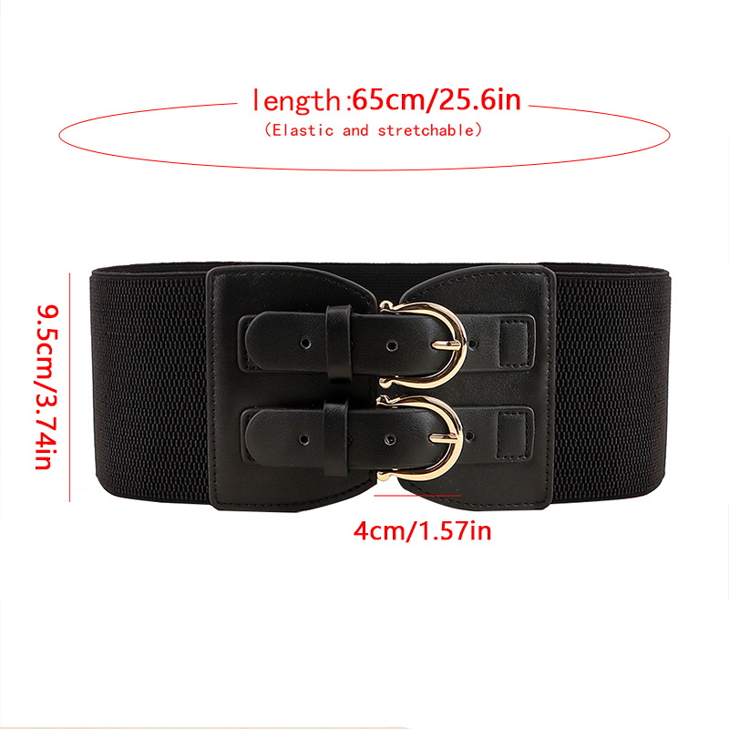 2pcs fashion retro womens elastic wide belt adjustable - Temu display picture 3