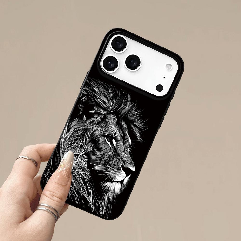 E-shop Handyhülle - Leicht bedruckte, schwarze, matte Löwenkopf-Handyhülle, Sturzsicher und rutschfest, für iPhone 17 17Air 17Pro 17Pro 15 14 13 12 11