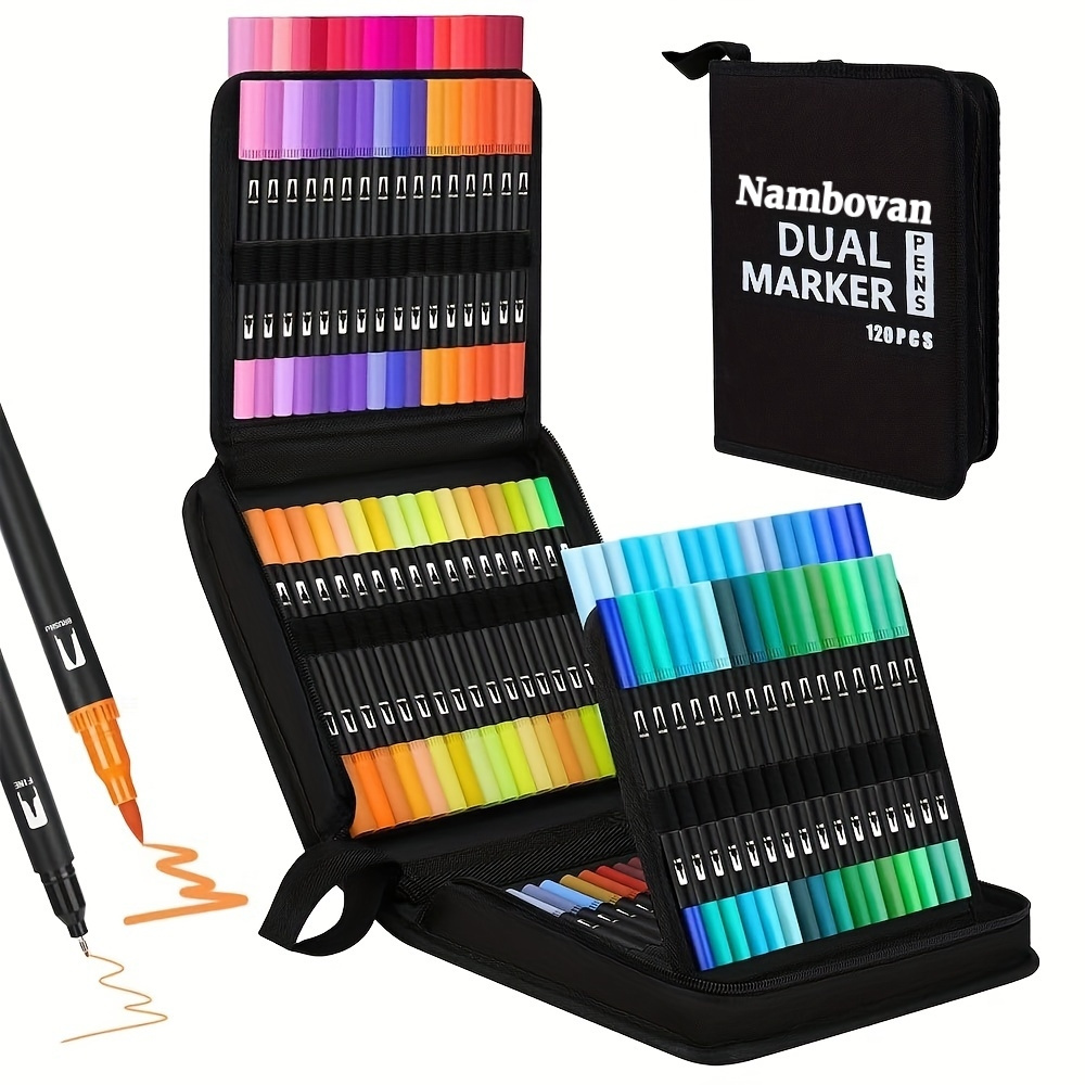 

60/72//120 Color Double Head Art Marker Set, For Coloring, Note , Painting, School Classroom Art Supplies, Christmas Card Drawing, Lettering, Calligraphy, Journaling, Graffiti