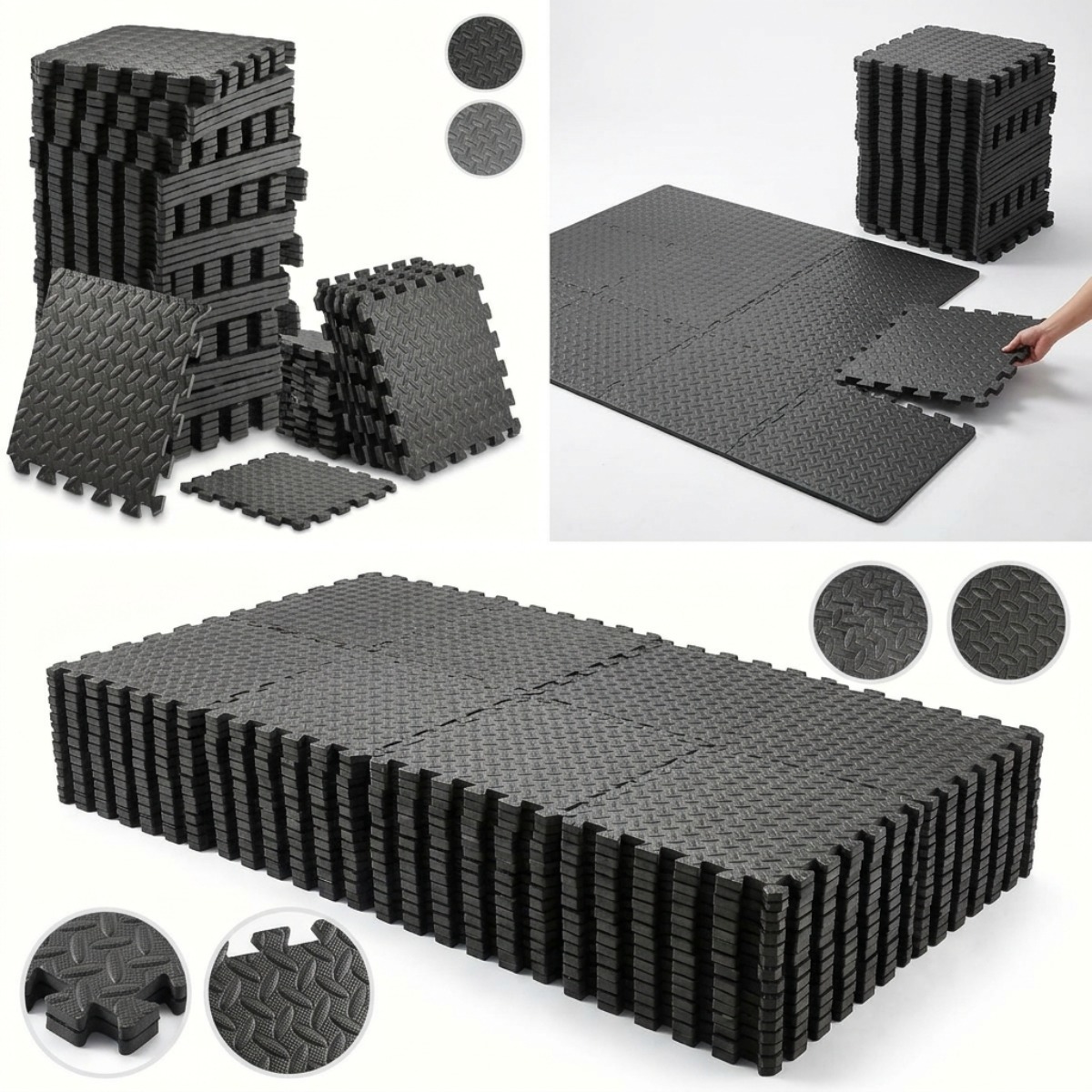 22pcs Thickened Interlocking Fitness Foam Tiles, High-Density EVA Exercise Mat