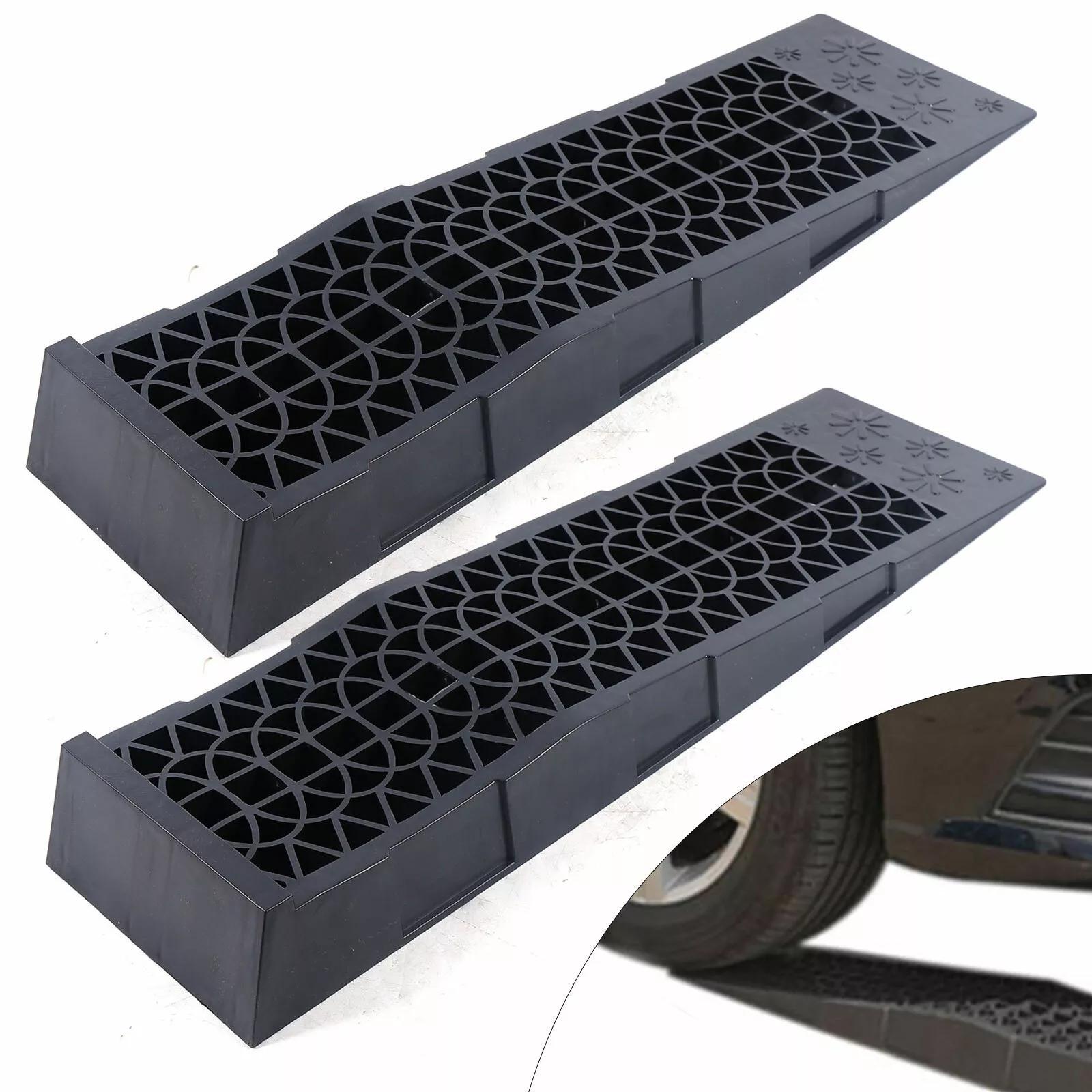 2x Super Stable Extra Wide Heavy Duty Plastic Car Lifting Ramps Wide Wheel