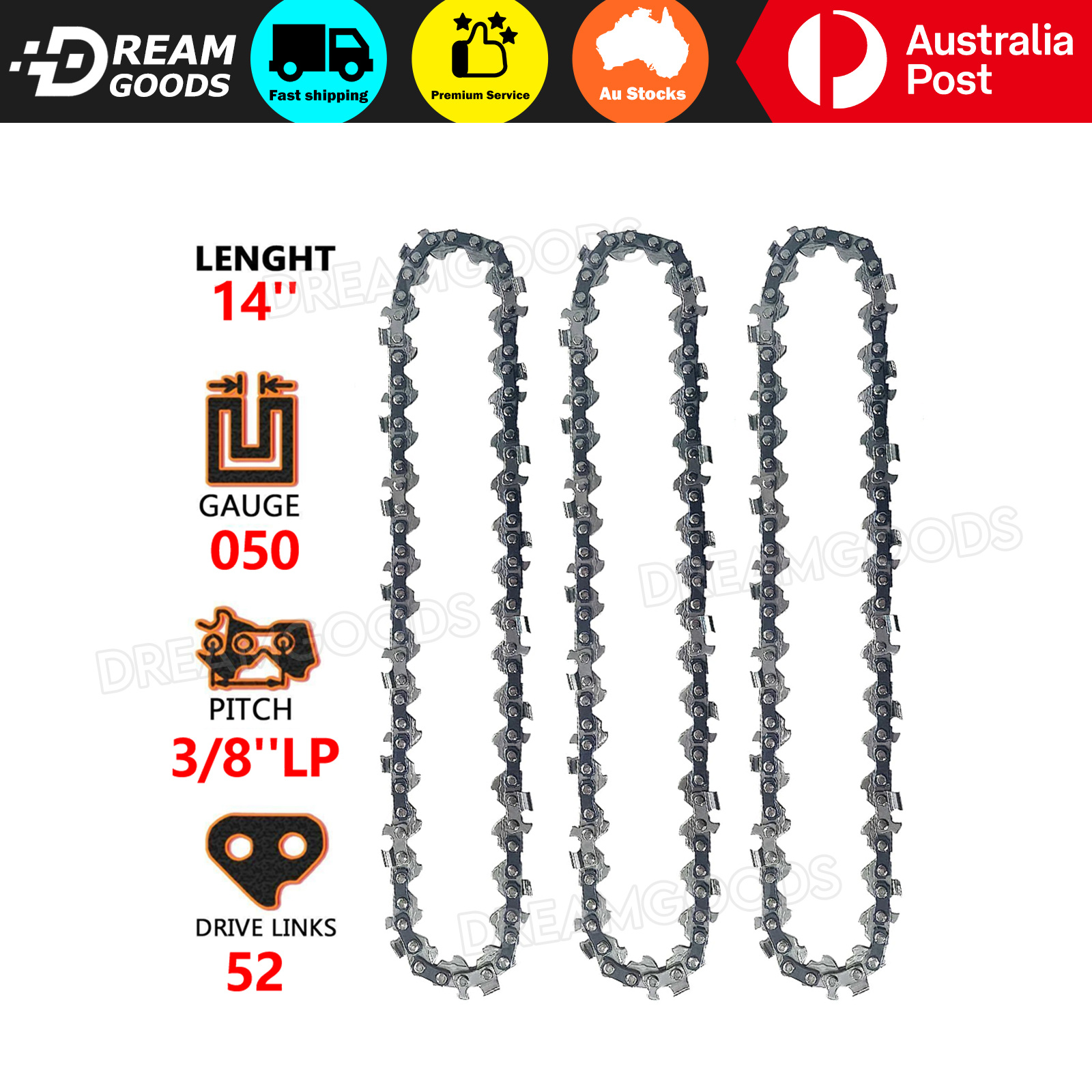 TEMU 3pcs Chainsaw Chain & Guide Bar | High-performance Metal Construction For Smooth Cutting |