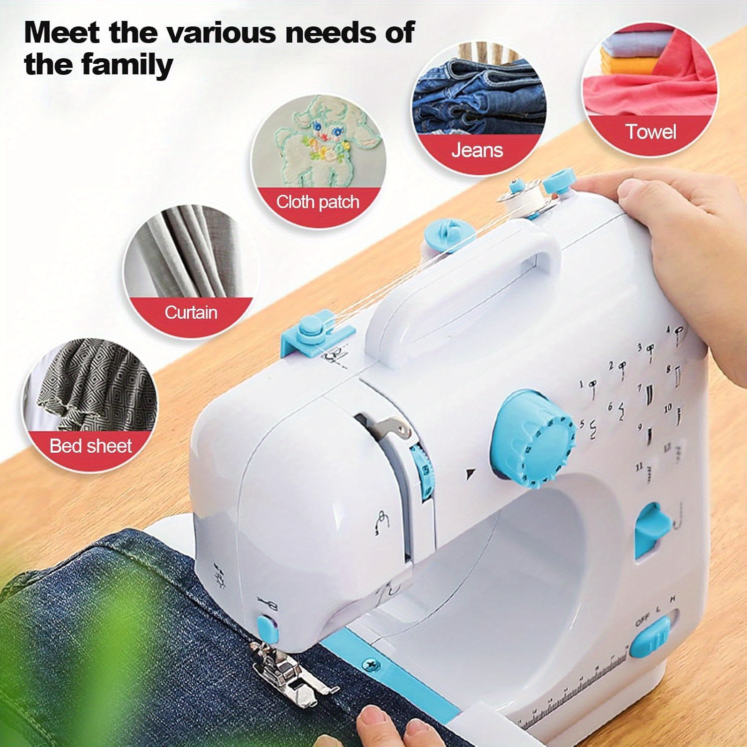 

Mini Sewing Machine For Beginner Household Portable 12 Built- Double 2 Mending Machine