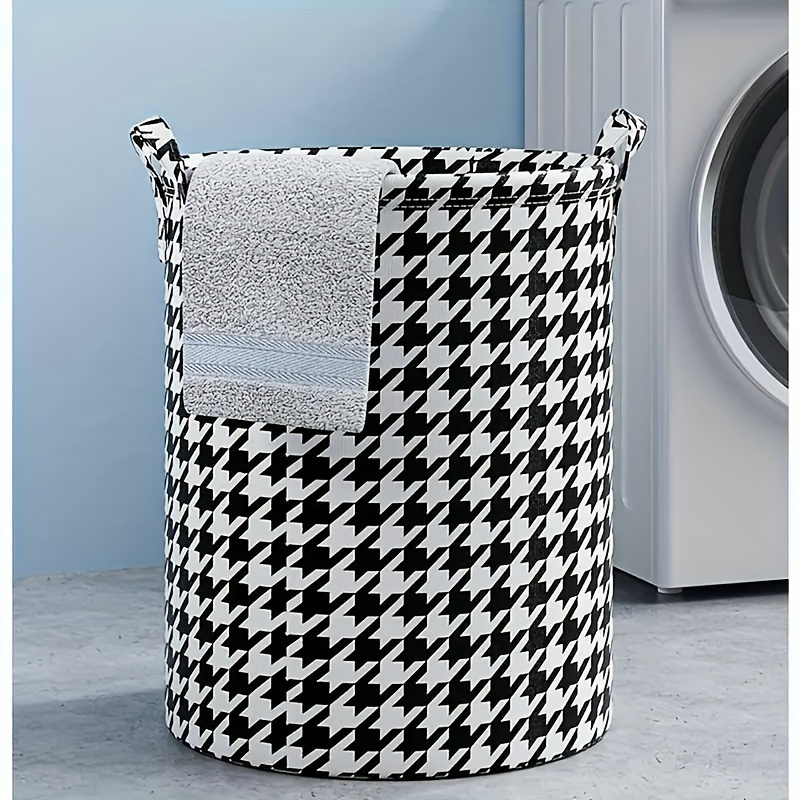 versatile folding laundry basket with handles elegant checkered design   clothes toys snacks storage in bedroom bathroom living room laundry baskets details 0