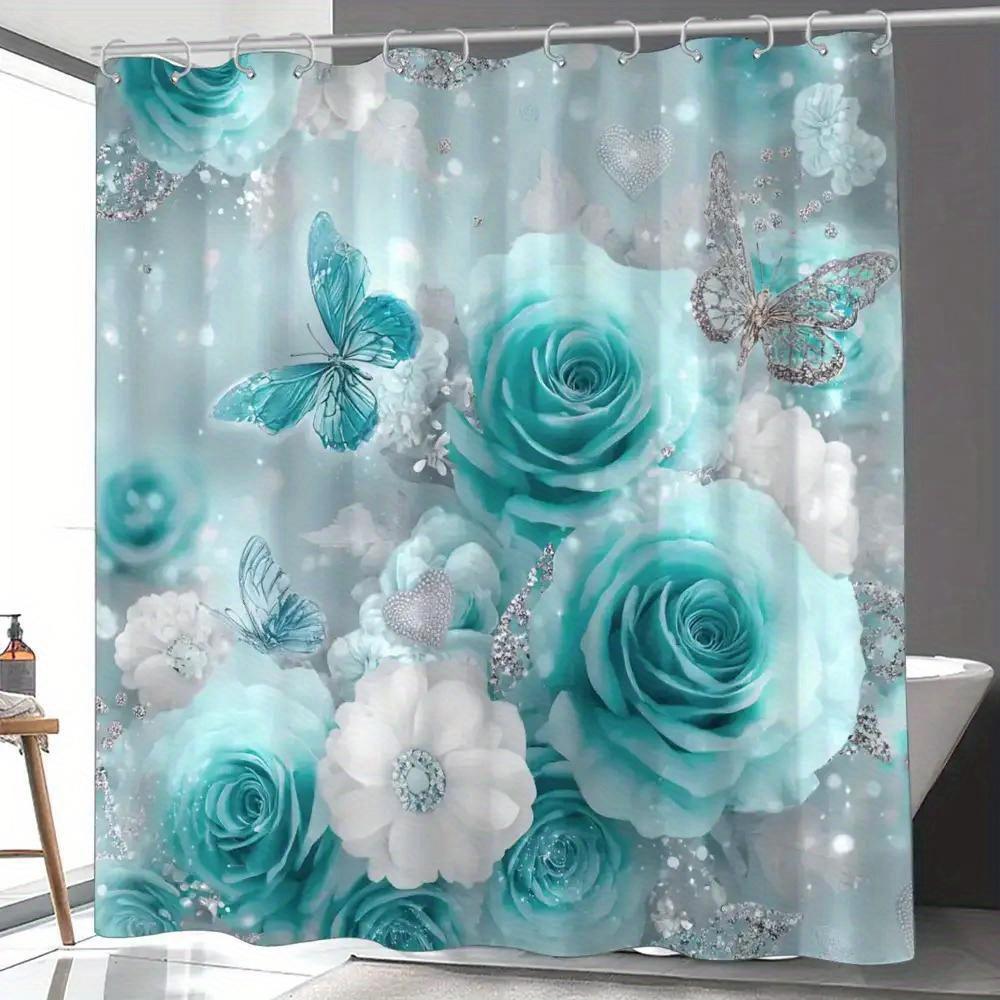 A Romantic Shower Curtain Featuring A And Butterflies, Perfect For Valentine's Day. It Comes With 12 Hooks And Measures 180x180cm