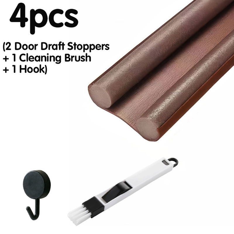 TEMU Ensemble de 4 pièces (2 pièces de joints d'étanchéité et 1 brosse de nettoyage et 1 crochet), joints d'étanchéité de bas de porte , joints