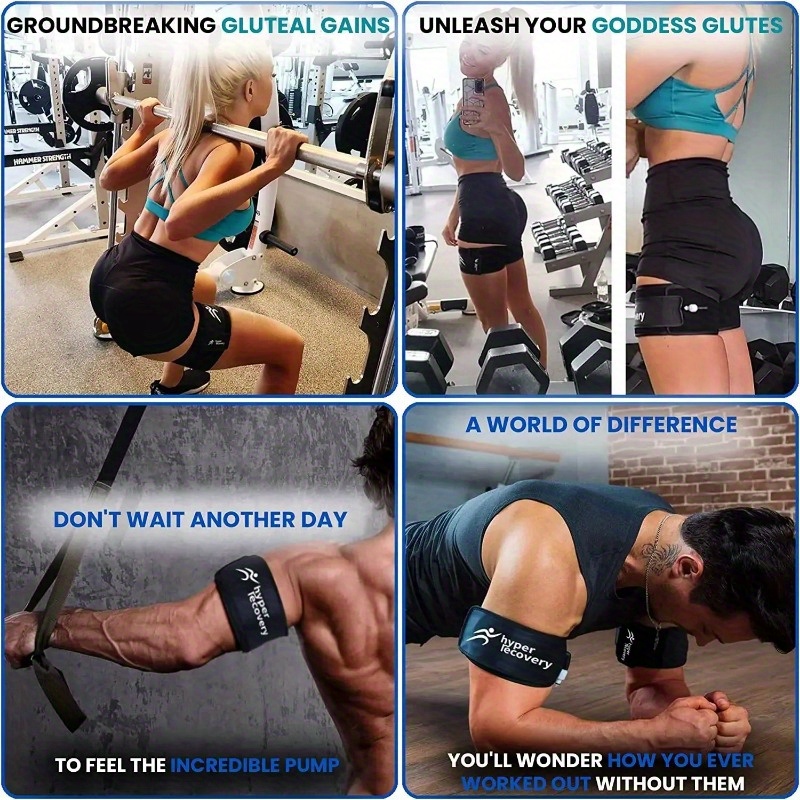 Hyper Recovery BFR Training Cuffs for Arms & Legs - Blood Flow Restriction Bands with Adjustable Pressure 0-300mmHg, Breathable Nylon Material, Portable Carry Bag Included, Ideal for Muscle Growth, Fitness & Injury Prevention